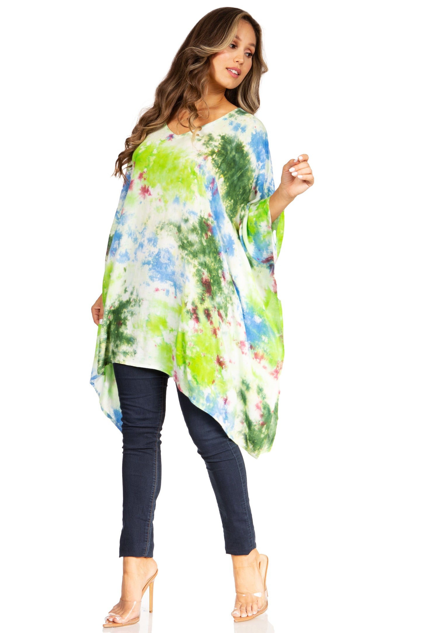 Sakkas Adalwin Second TieDye Desert Sun Circle Ponch Tunic Top Blouse W/Embroidery - Concordia Style Boutique