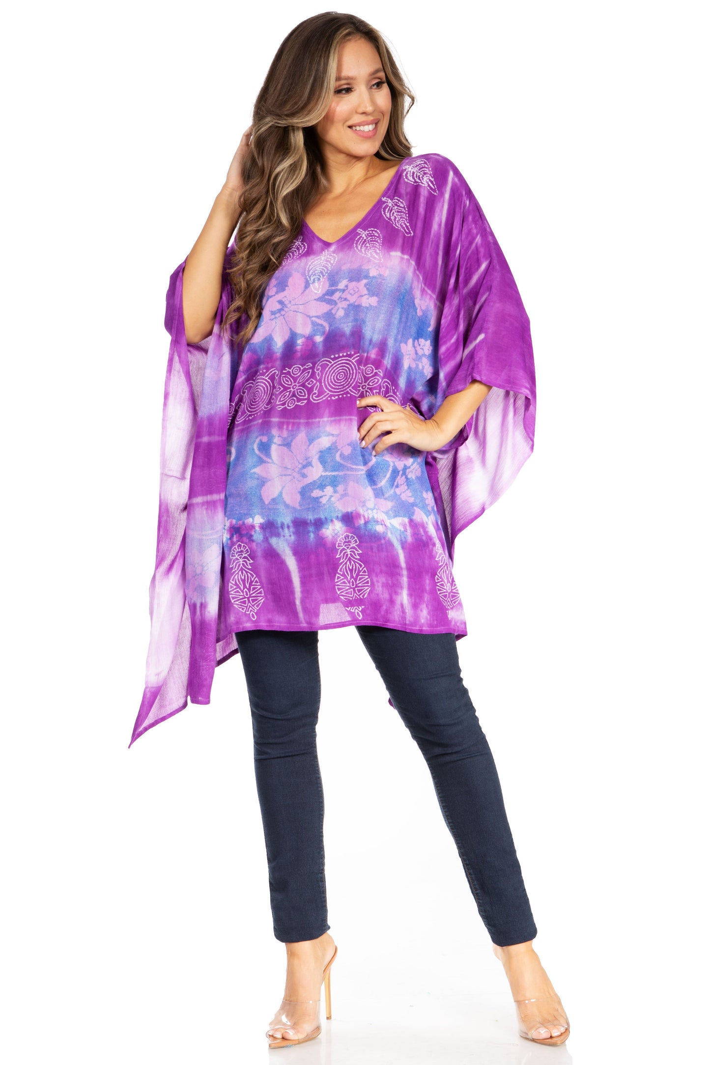 Sakkas Adalwin Second TieDye Desert Sun Circle Ponch Tunic Top Blouse W/Embroidery - Concordia Style Boutique