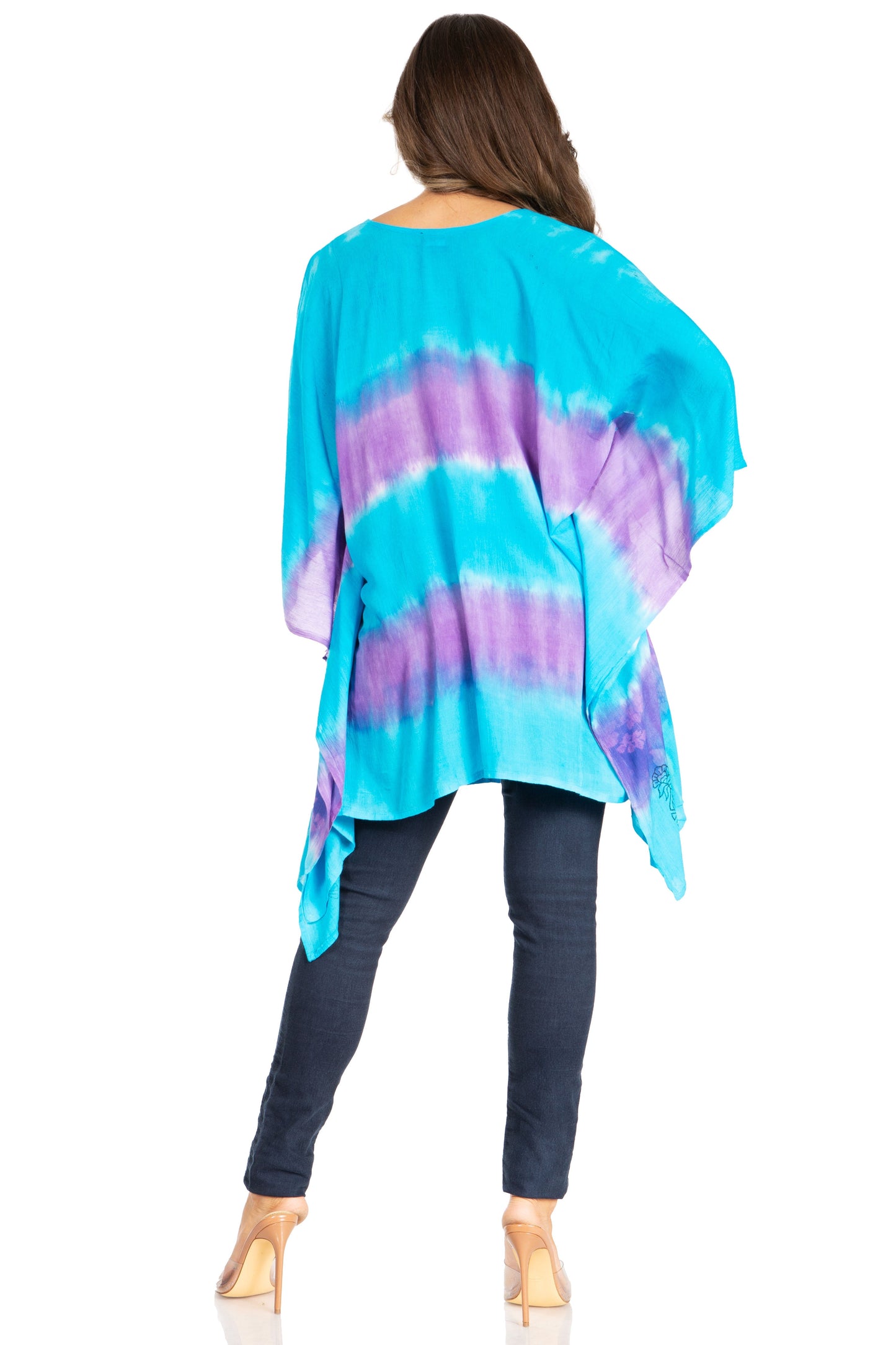 Sakkas Adalwin Second TieDye Desert Sun Circle Ponch Tunic Top Blouse W/Embroidery - Concordia Style Boutique