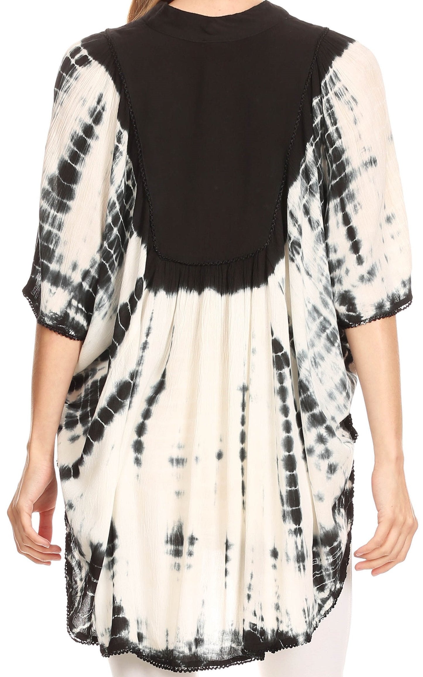 Sakkas Martina Delicate Embroidered Tie Dye Poncho Top / Cover Up - Concordia Style Boutique