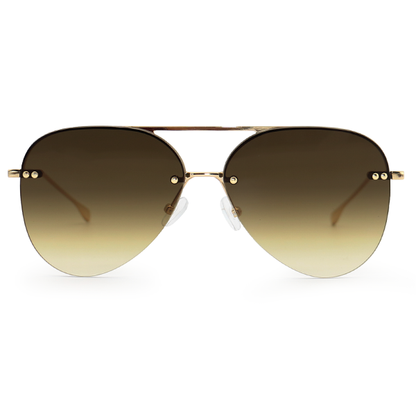 Smaller Megan 2 - Olive Metal Aviator Sunglasses with Gold Frame - Concordia Style Boutique