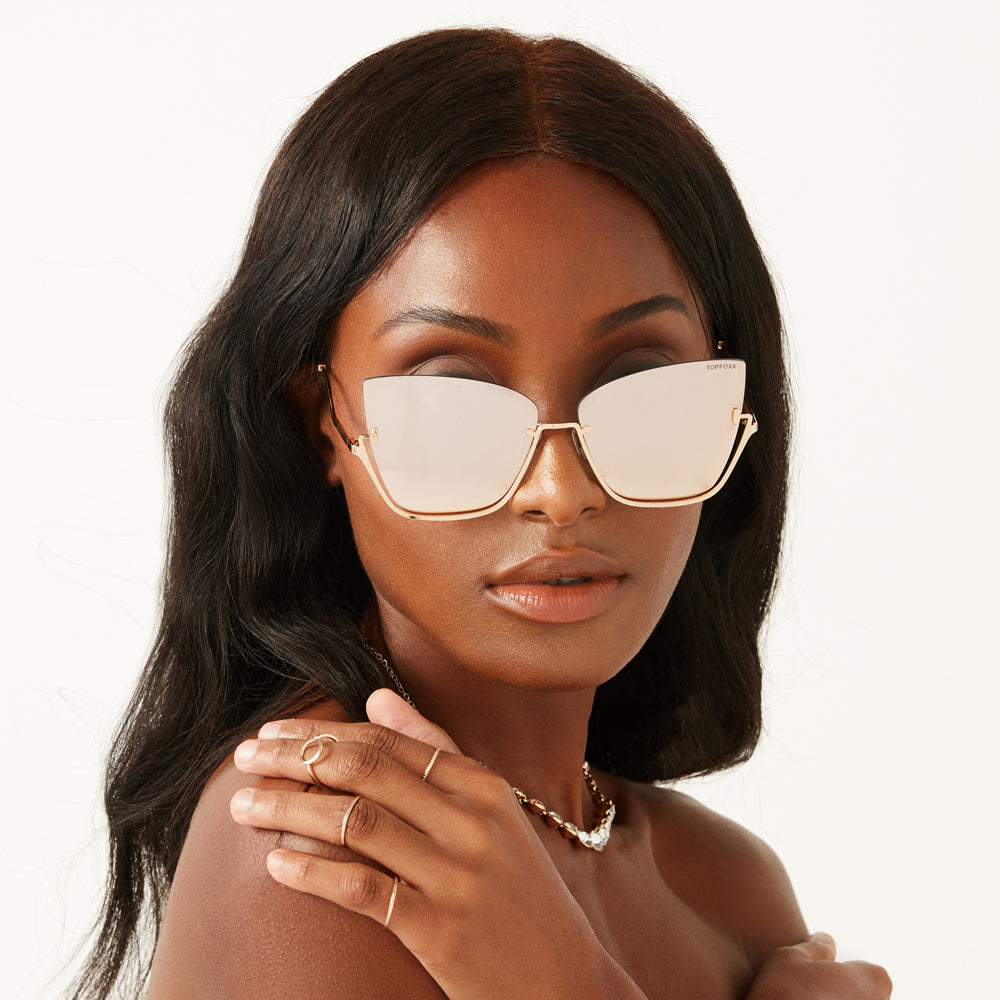 Vixen - Rosegold Frame Rosegold Lens Metal Cateye Sunglasses - Concordia Style Boutique