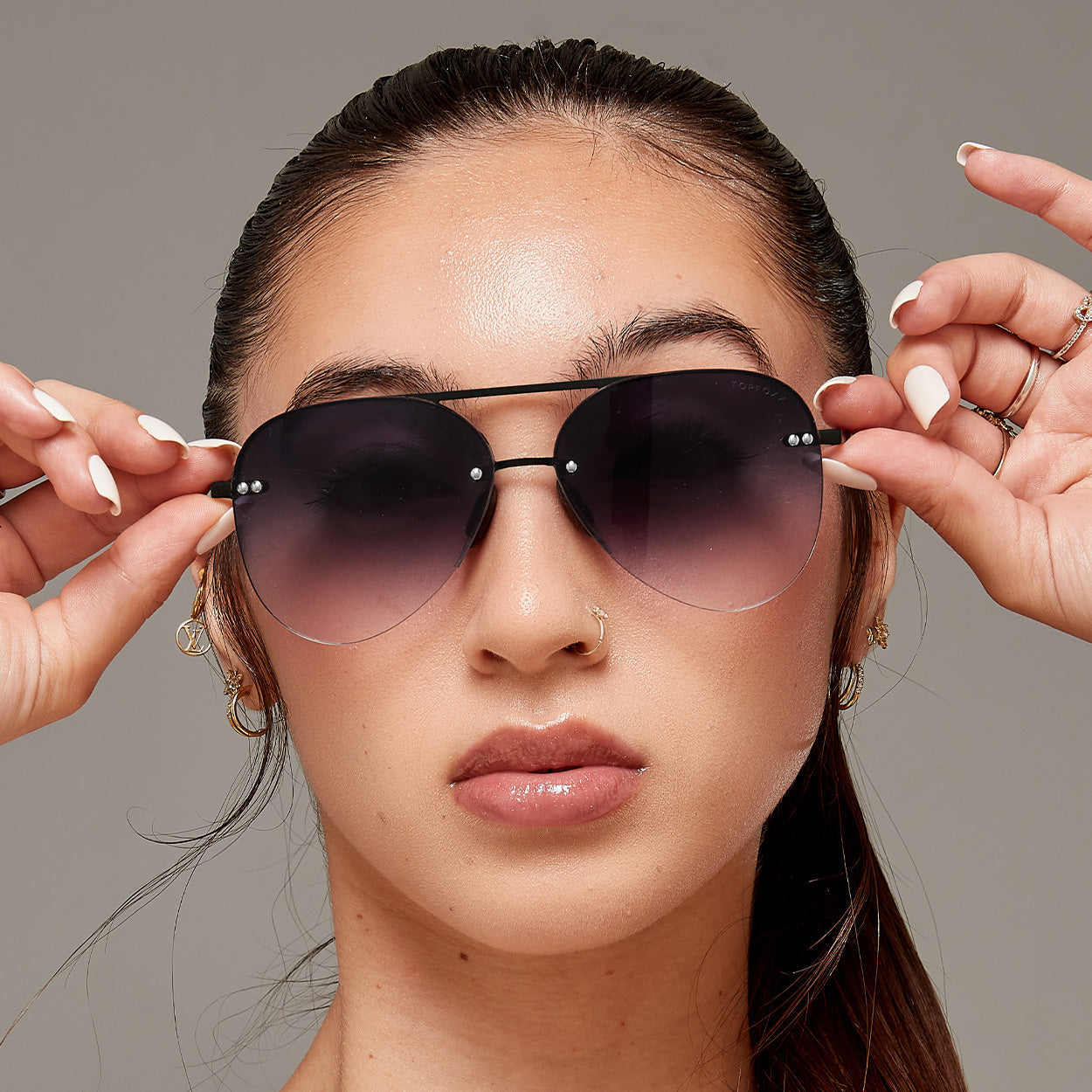 Smaller Megan 2 Faded Black - Tangle Free Aviator Sunglasses - Concordia Style Boutique