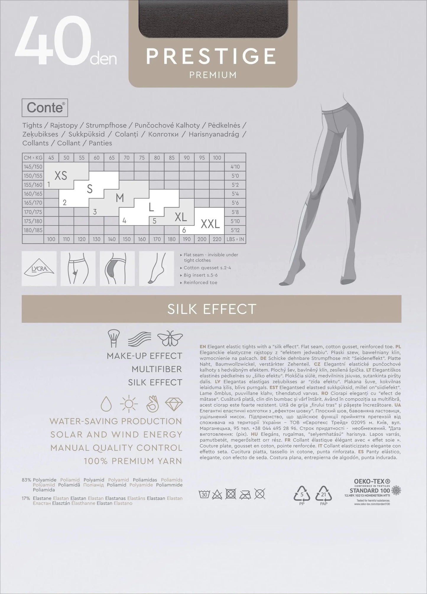 Tights Conte Prestige 40 Den - Sheer to Waist Noble Shine - Concordia Style Boutique
