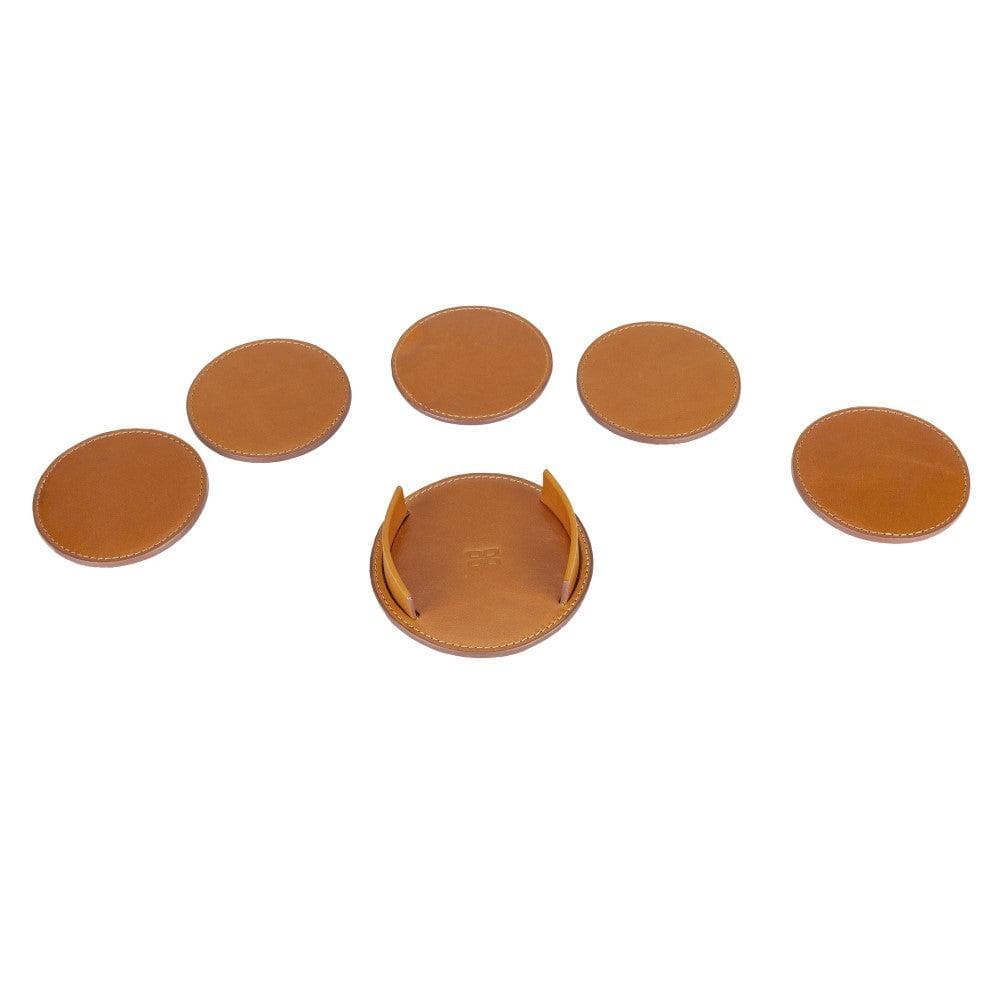 Tucson Genuine Leather Coaster Set of 5 with Holder - Premium Cup Coasters - Concordia Style Boutique