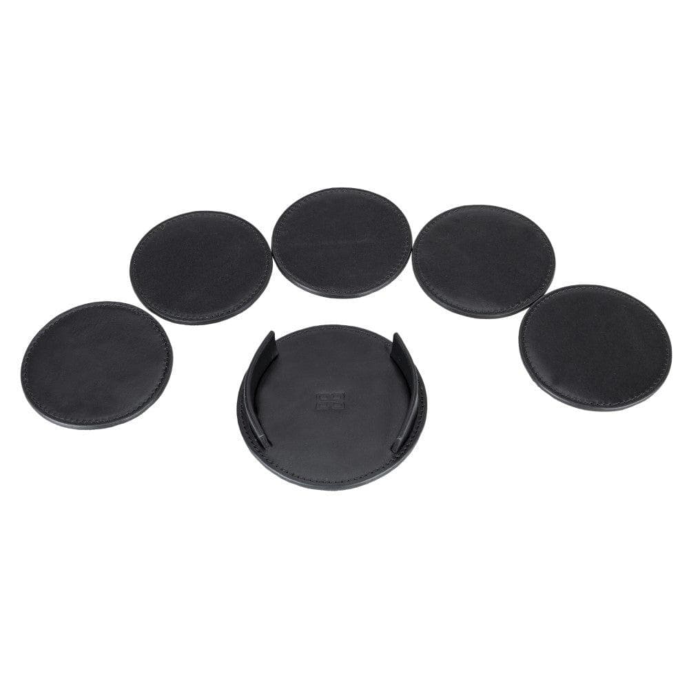 Tucson Genuine Leather Coaster Set of 5 with Holder - Premium Cup Coasters - Concordia Style Boutique