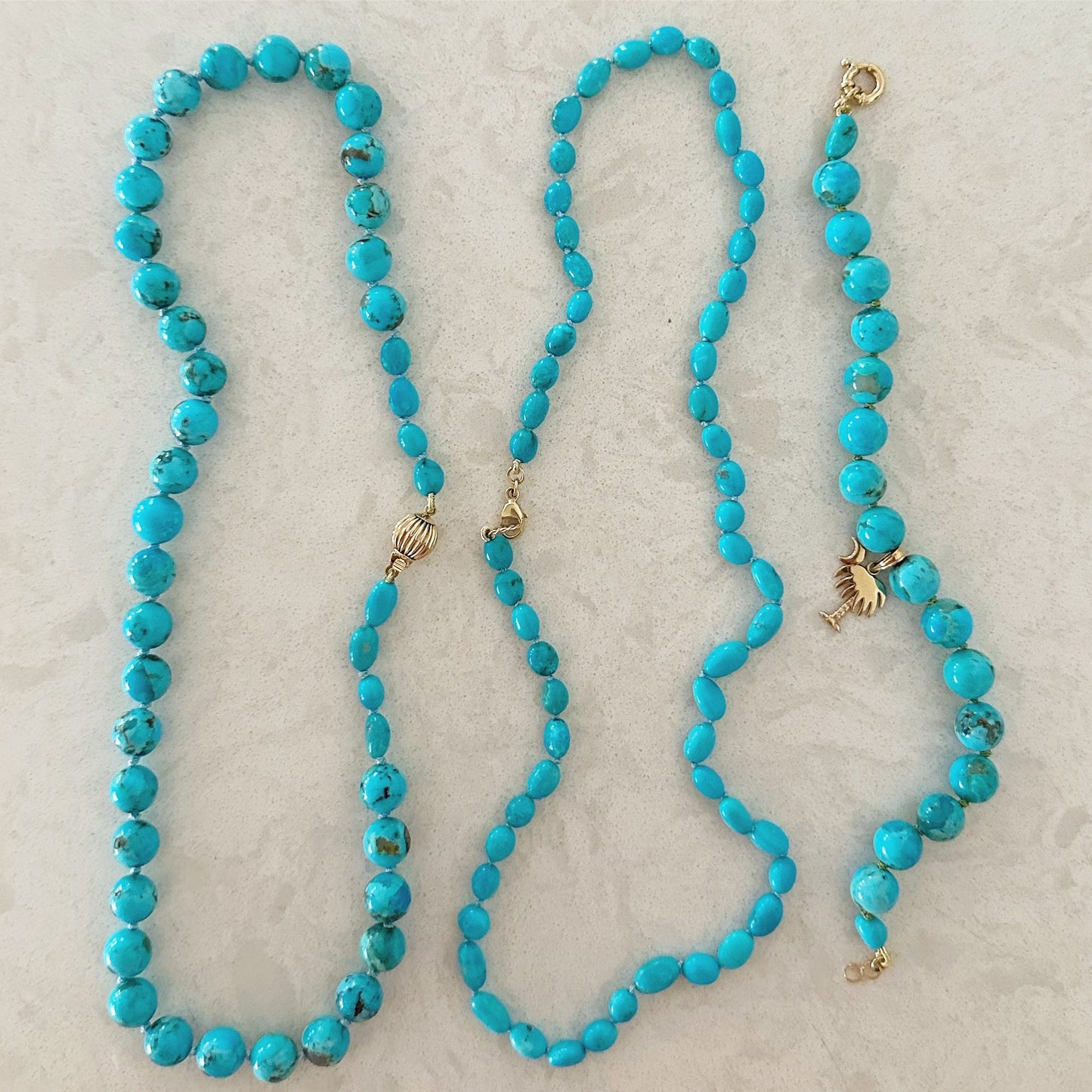 14K Gold Kingman Turquoise Necklace