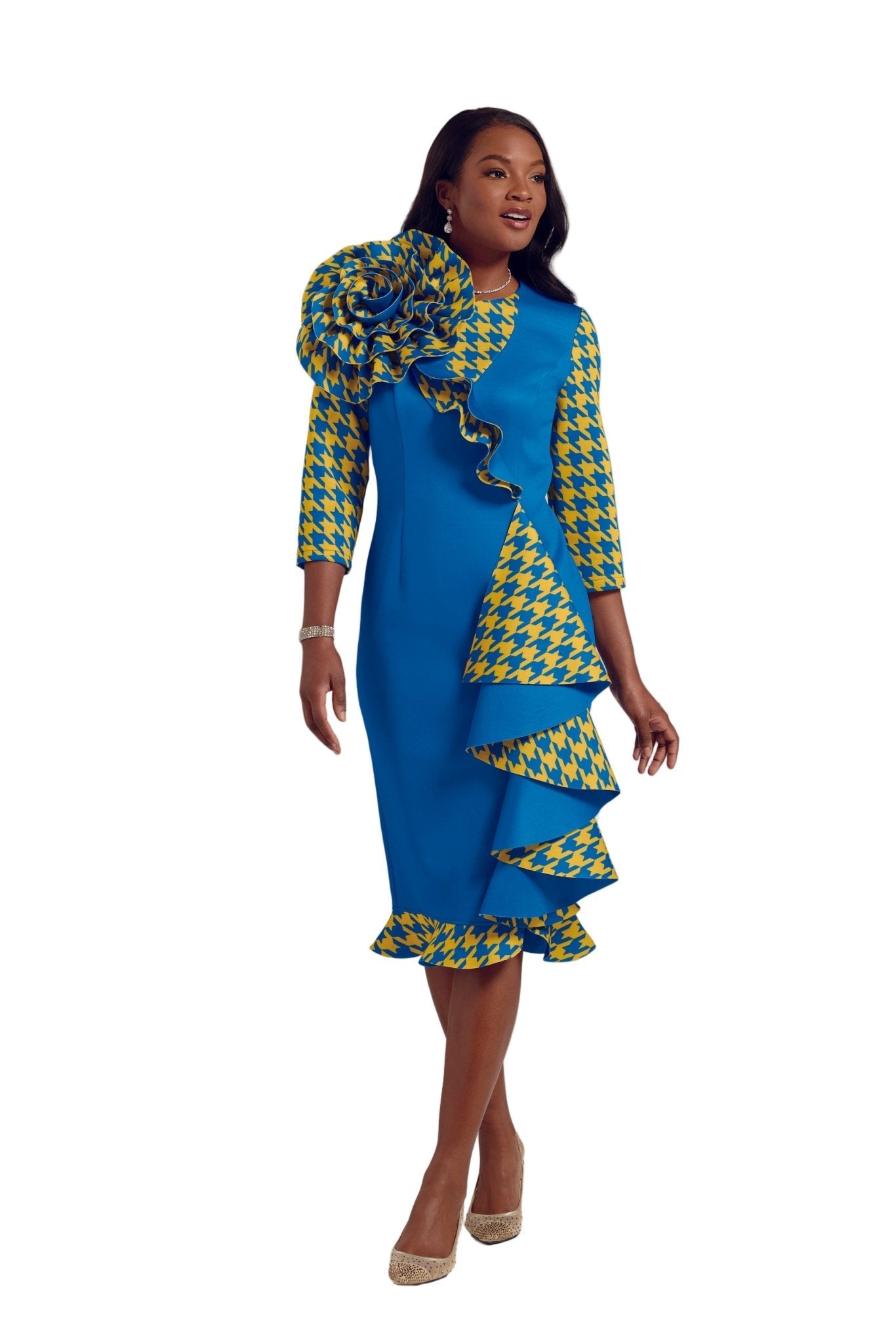 Flair for Houndstooth Knit Sheath Dress by EY Boutique