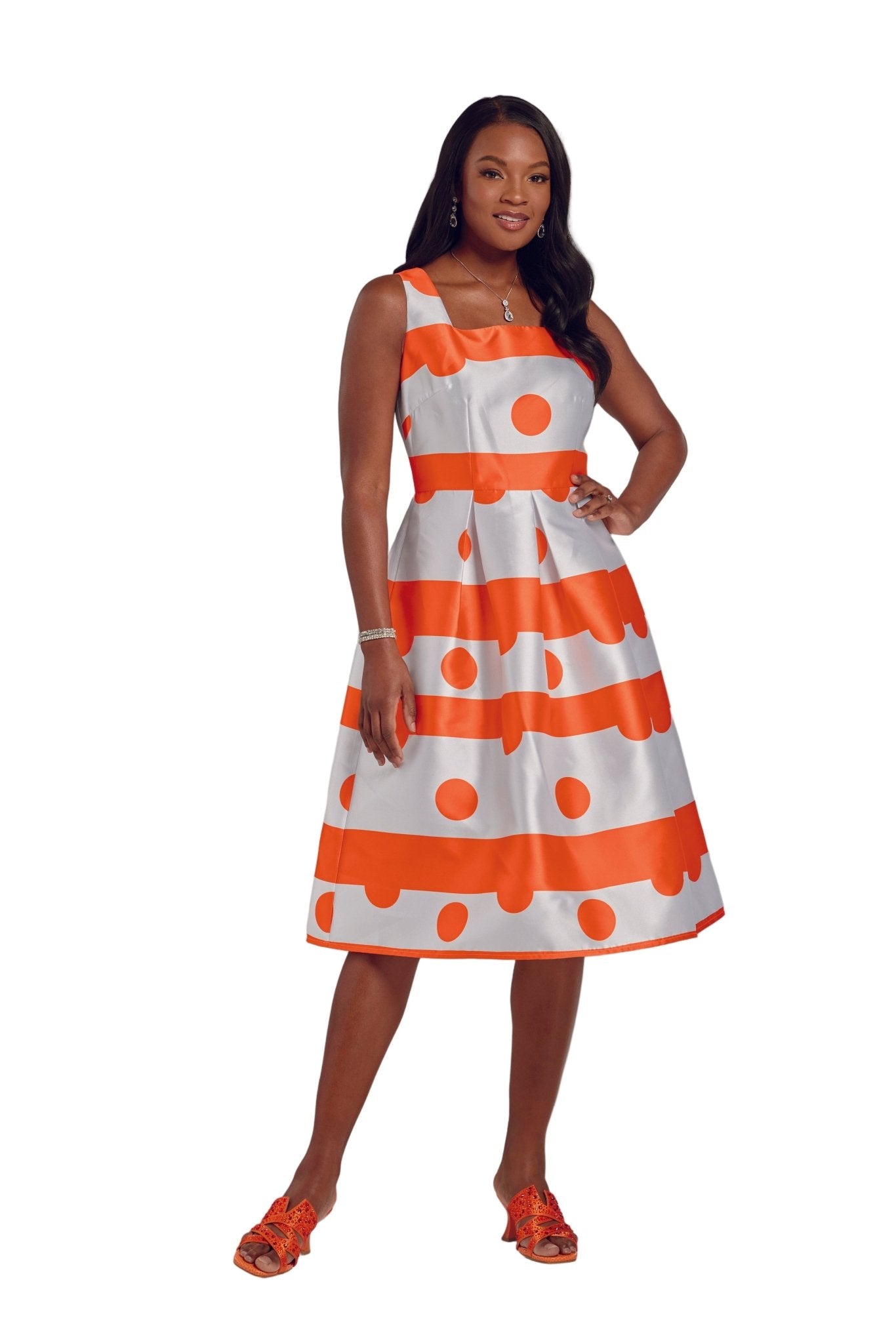 On the Dotted Line Fit-and-Flare Midi Dress by EY Boutique