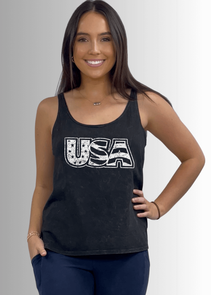 White Distressed USA Patriotic Graphic - Concordia Style Boutique