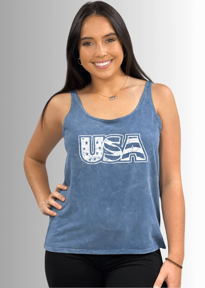 White Distressed USA Patriotic Graphic - Concordia Style Boutique