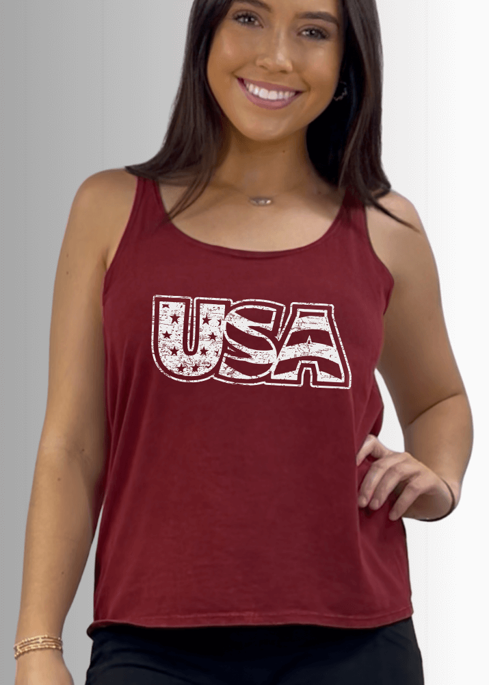 White Distressed USA Patriotic Graphic - Concordia Style Boutique