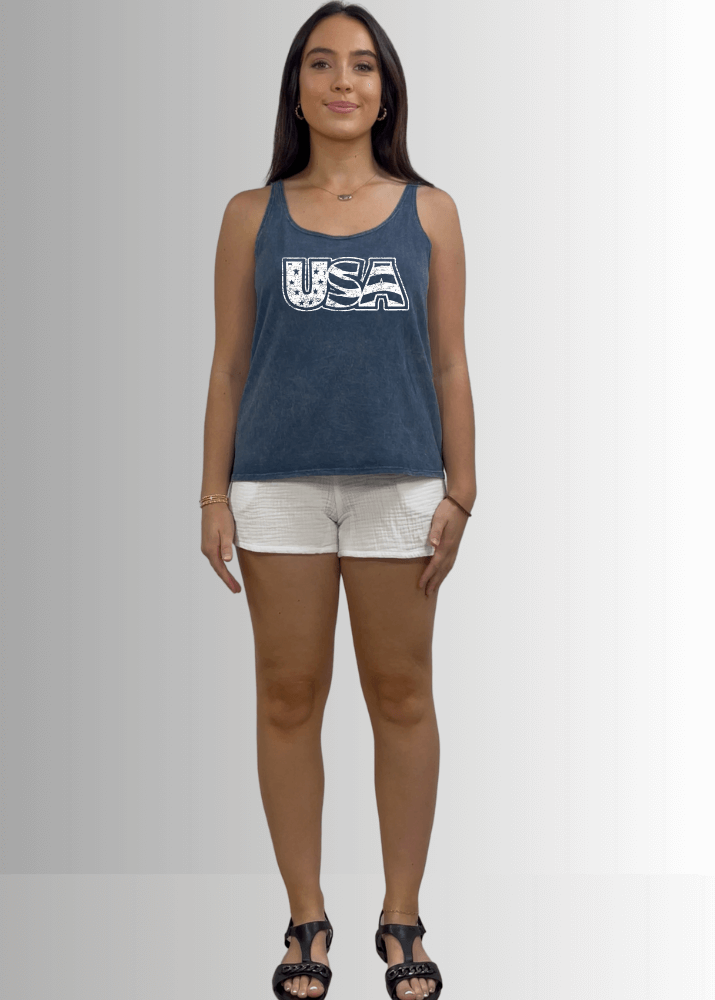 White Distressed USA Patriotic Graphic - Concordia Style Boutique