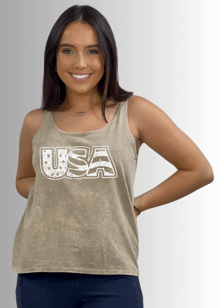 White Distressed USA Patriotic Graphic - Concordia Style Boutique