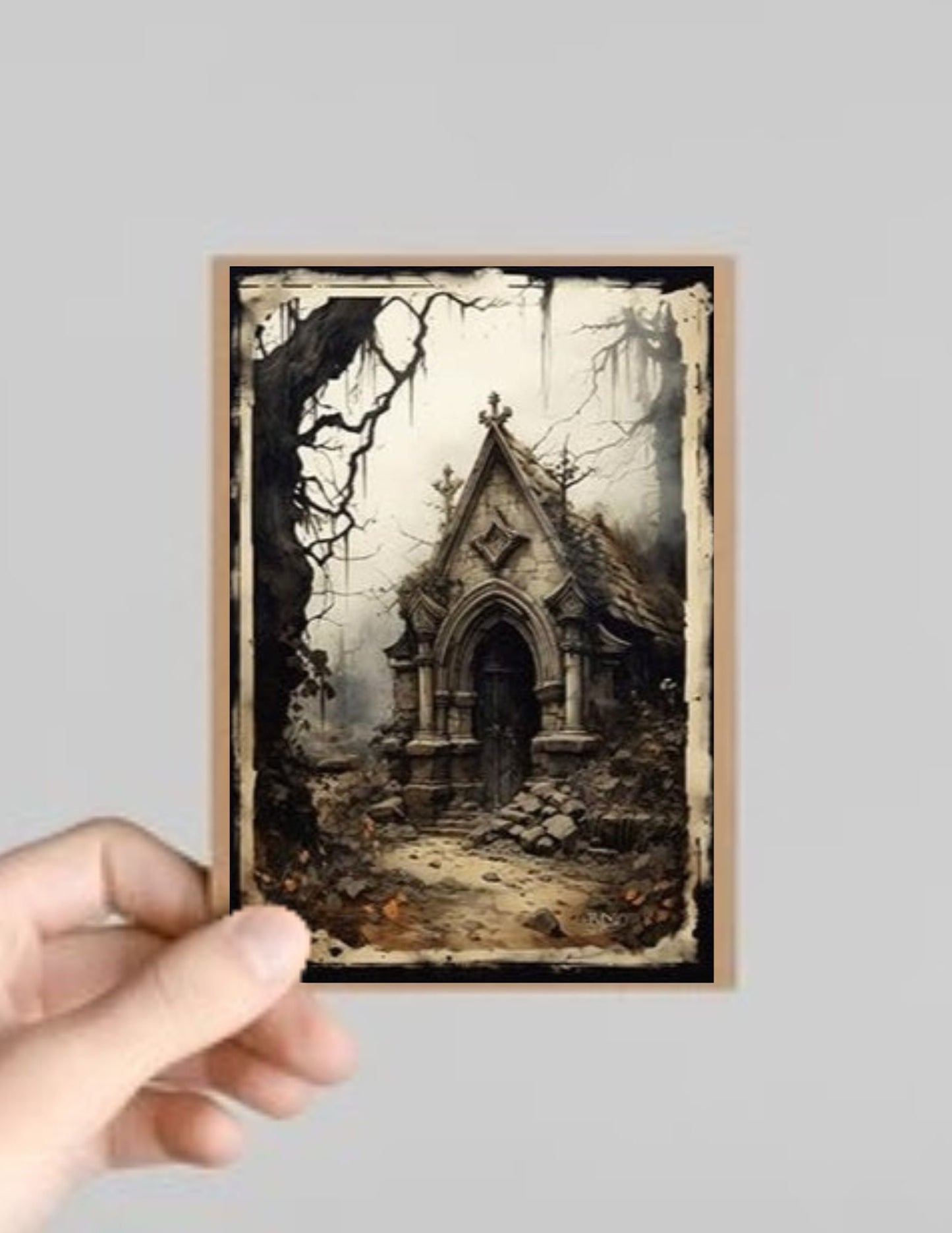 Spooky Gothic Castle/Building Halloween Greeting Card with Envelope