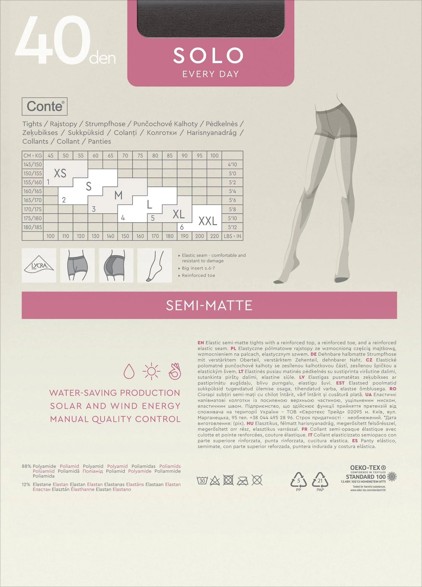 Tights Conte Solo 40 Den - Classic Pantyhose - Concordia Style Boutique