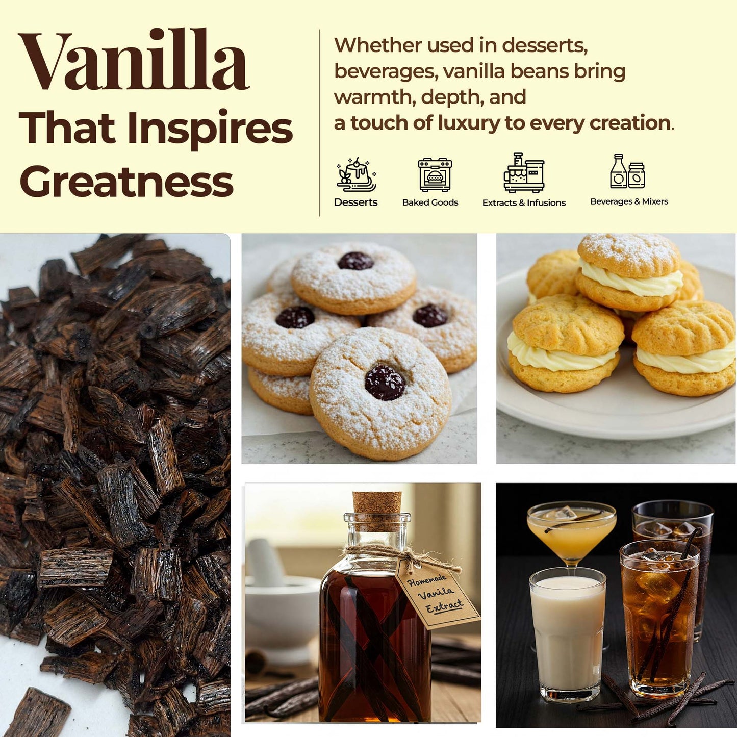 25 Premium Vanilla Beans Grade A – Gourmet Vanilla Pods for Baking & Extract