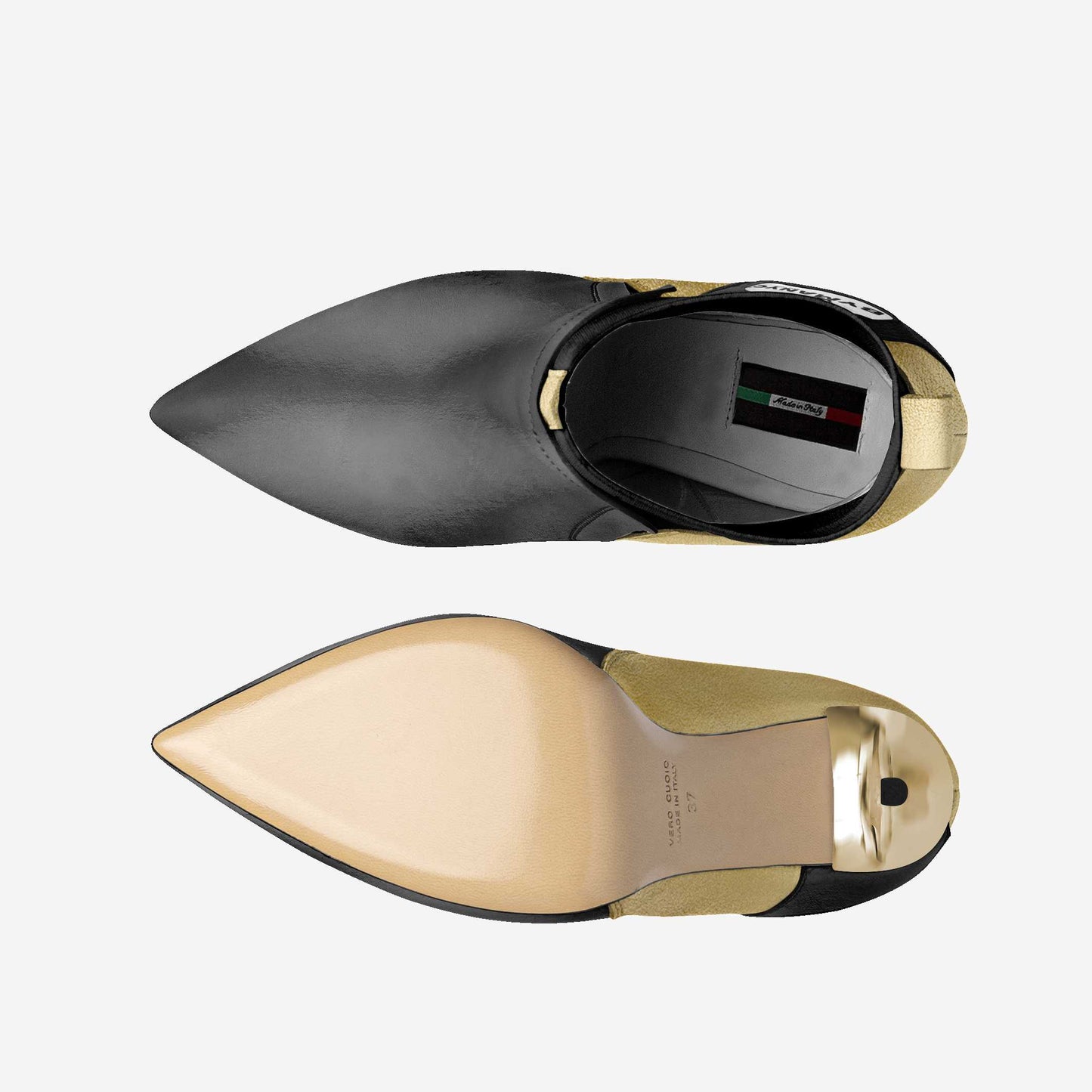 Vegan Heeled Shoe Women BYMANYC ® New York Tribeca Gold Flame