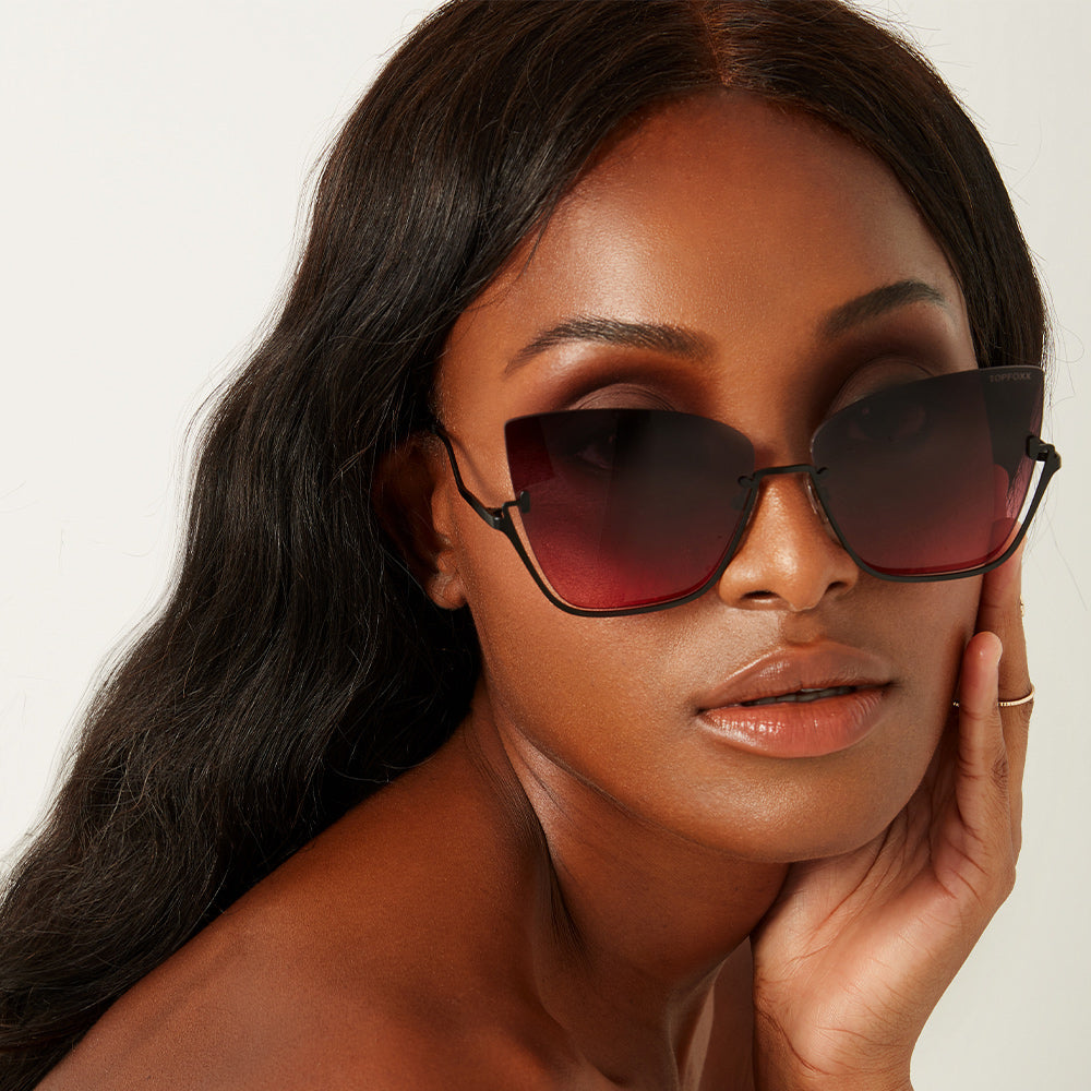 Vixen - Ruby Rimless Metal Cateye Sunglasses - Concordia Style Boutique