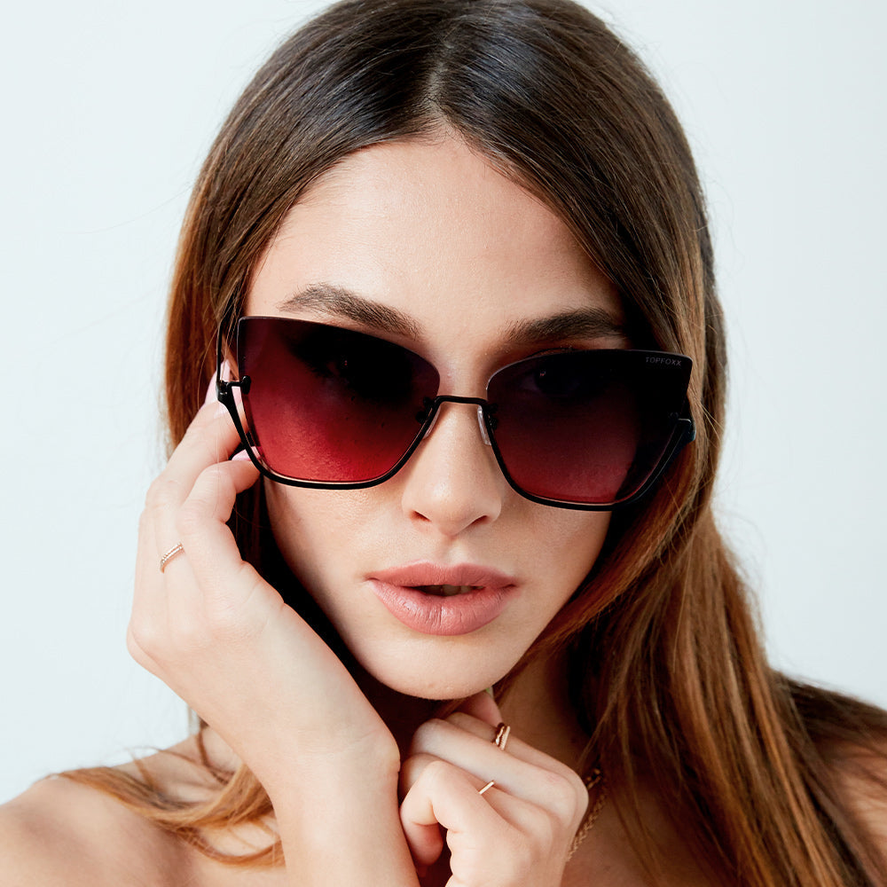 Vixen - Ruby Rimless Metal Cateye Sunglasses - Concordia Style Boutique