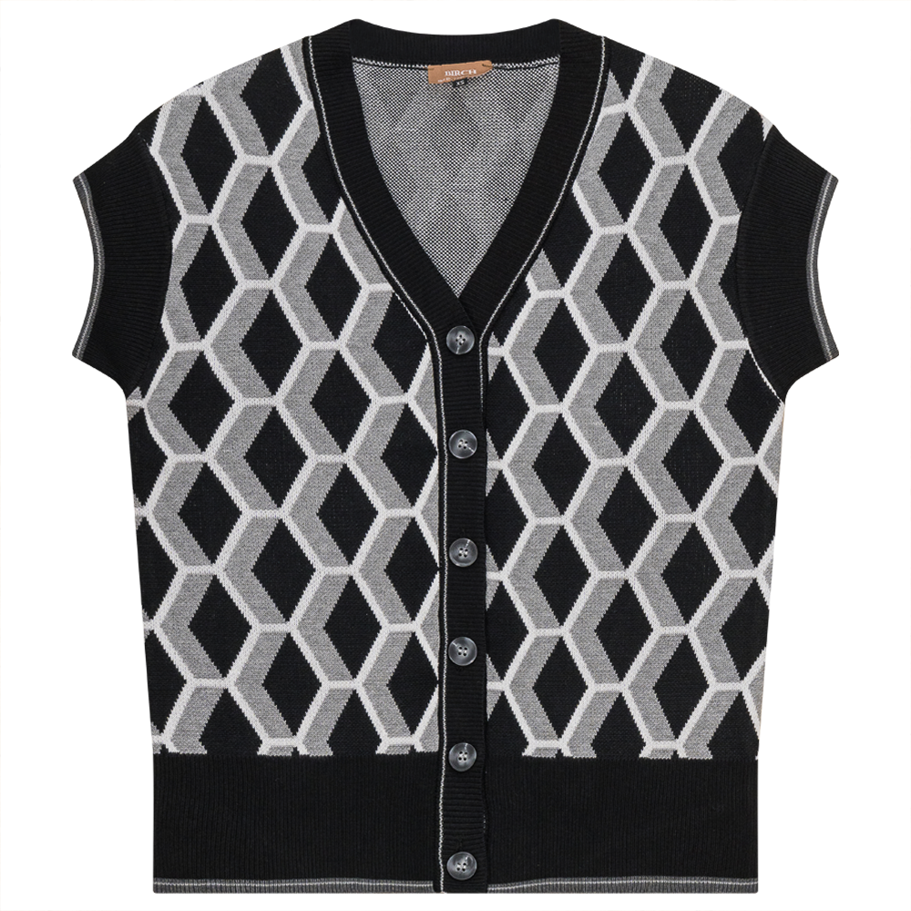 Diamond Jacquard Knit Vest Cardigan - Concordia Style Boutique