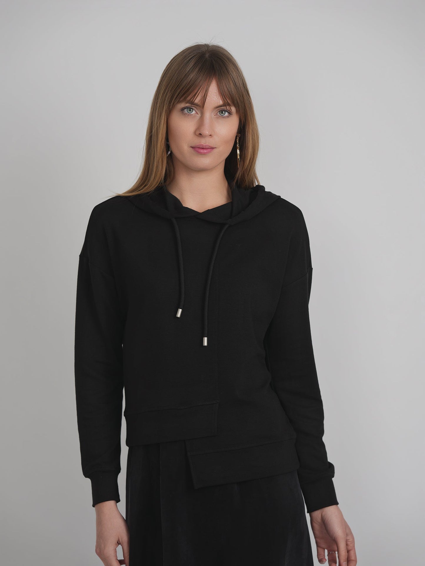 Asymmetrical French Fleece Hoodie - Concordia Style Boutique