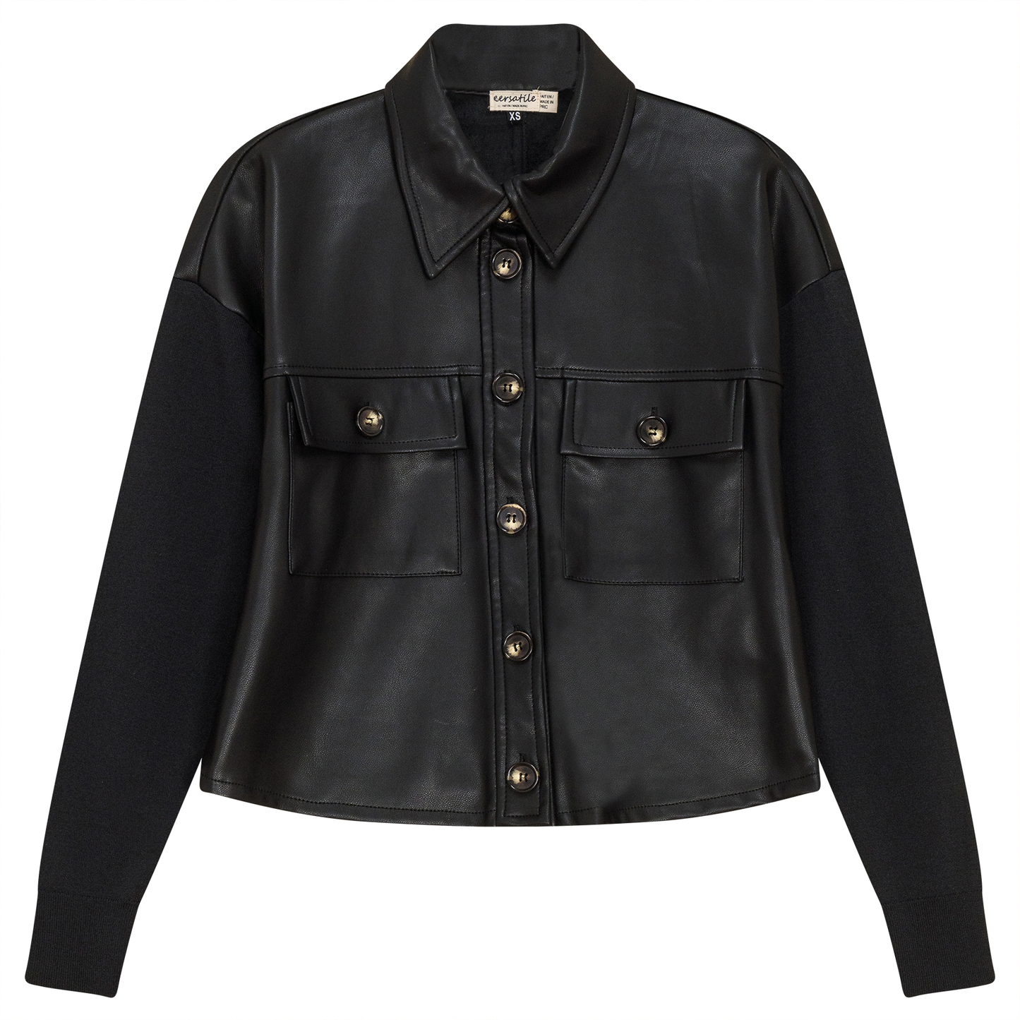Cropped Leather Combo Jacket - Concordia Style Boutique