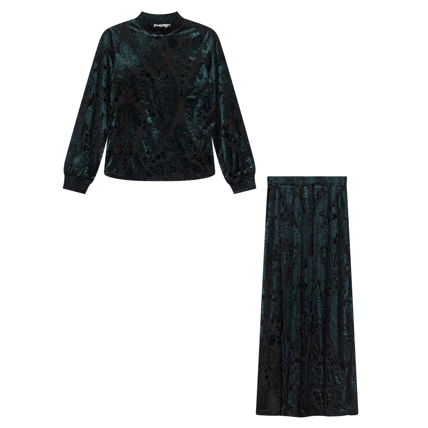 Burnout Velour A Line Skirt 2 PC Maxi Set - Concordia Style Boutique