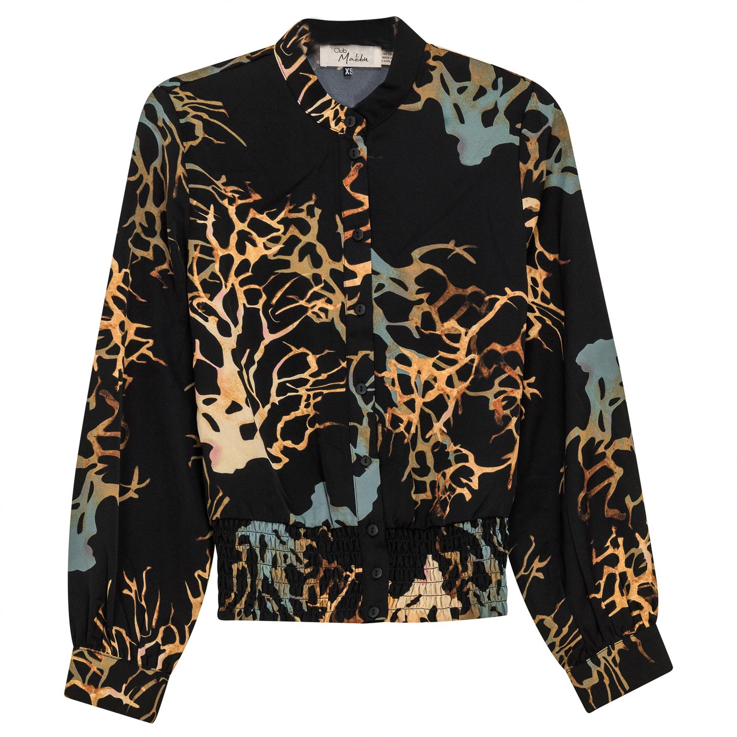 Printed Chiffon Ruched Blouse - Concordia Style Boutique