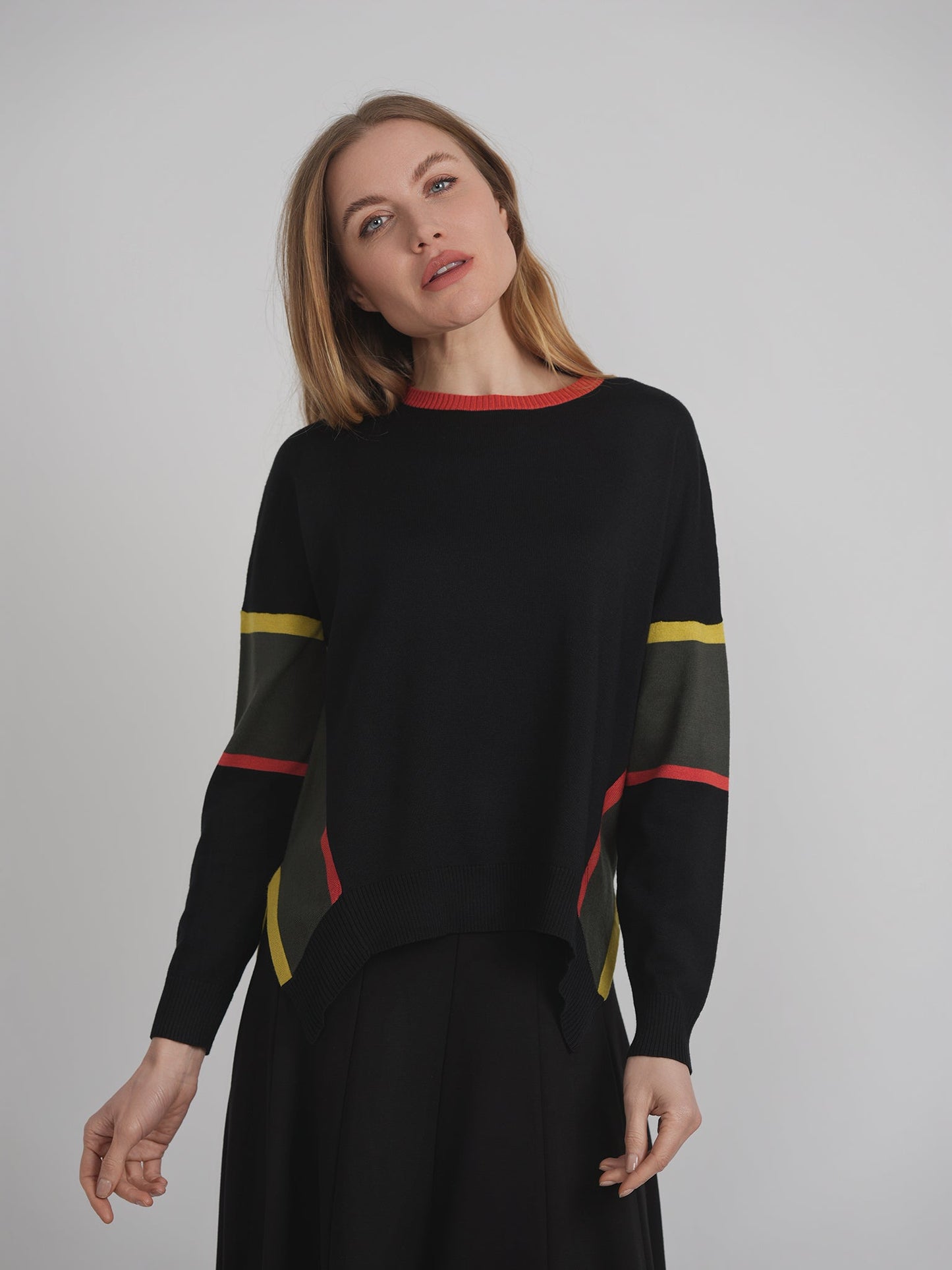 Side Slit Abstract Sweater - Concordia Style Boutique