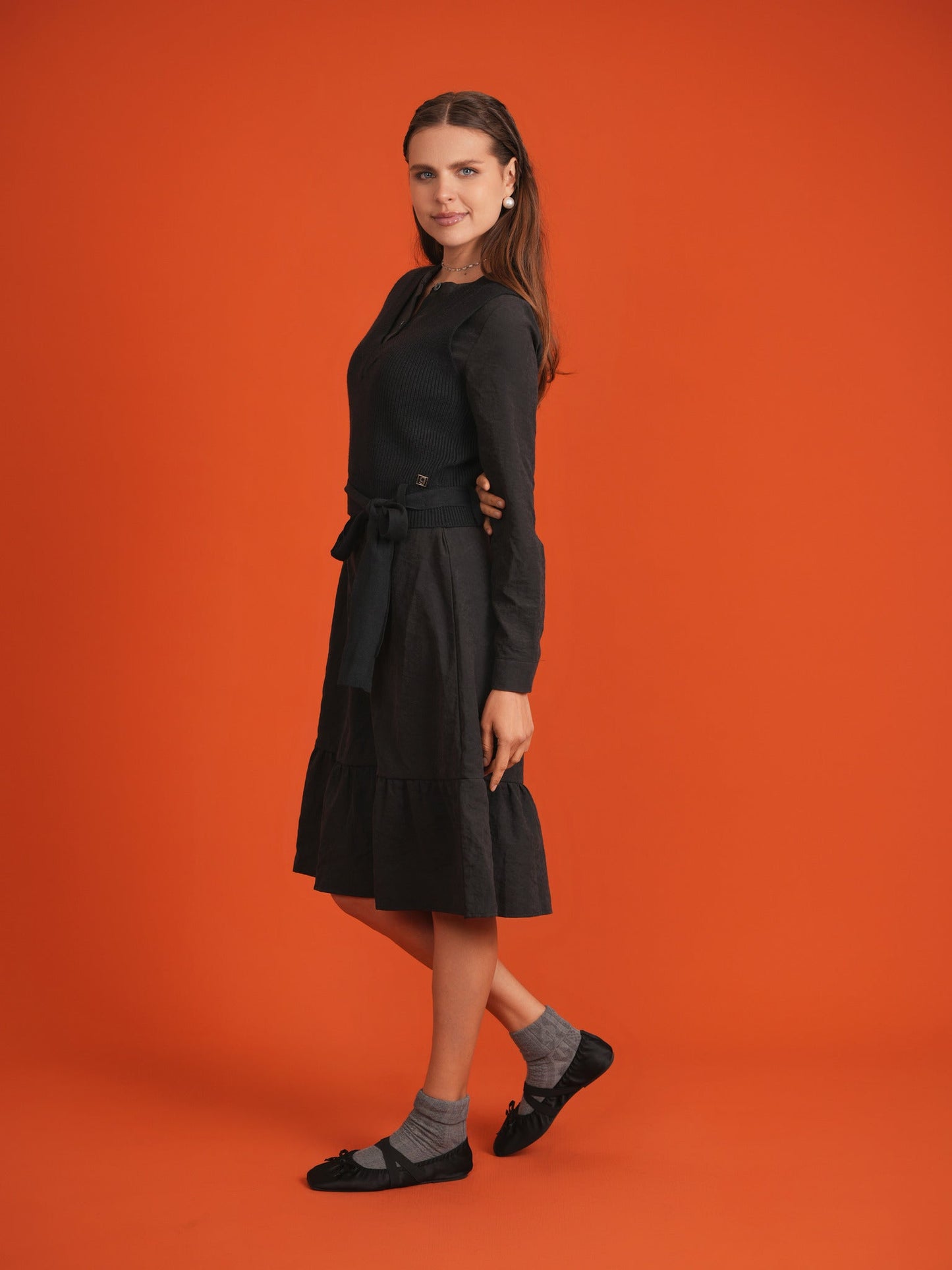 Woven Dress with Knit Vest - Concordia Style Boutique