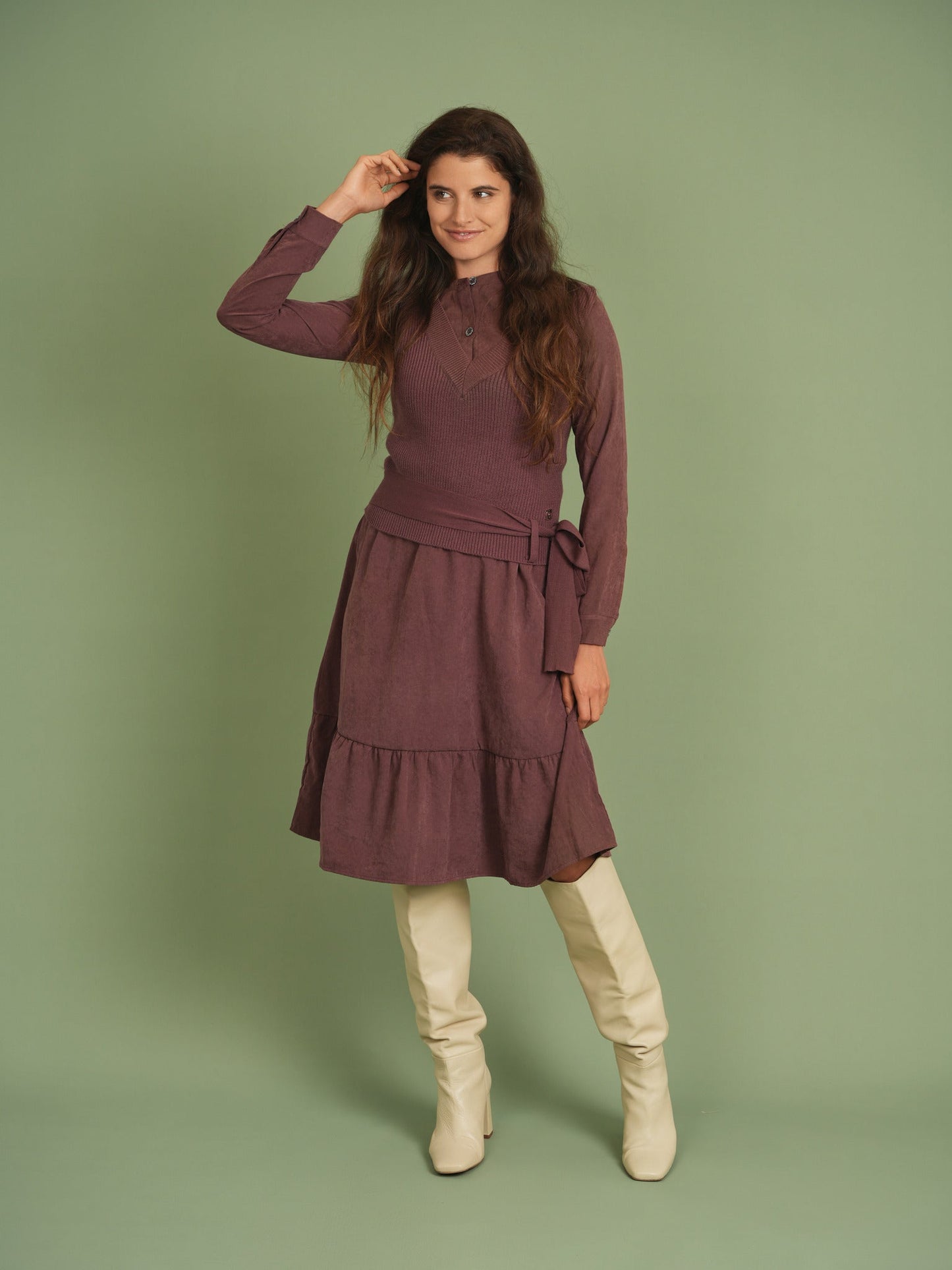 Woven Dress with Knit Vest - Concordia Style Boutique
