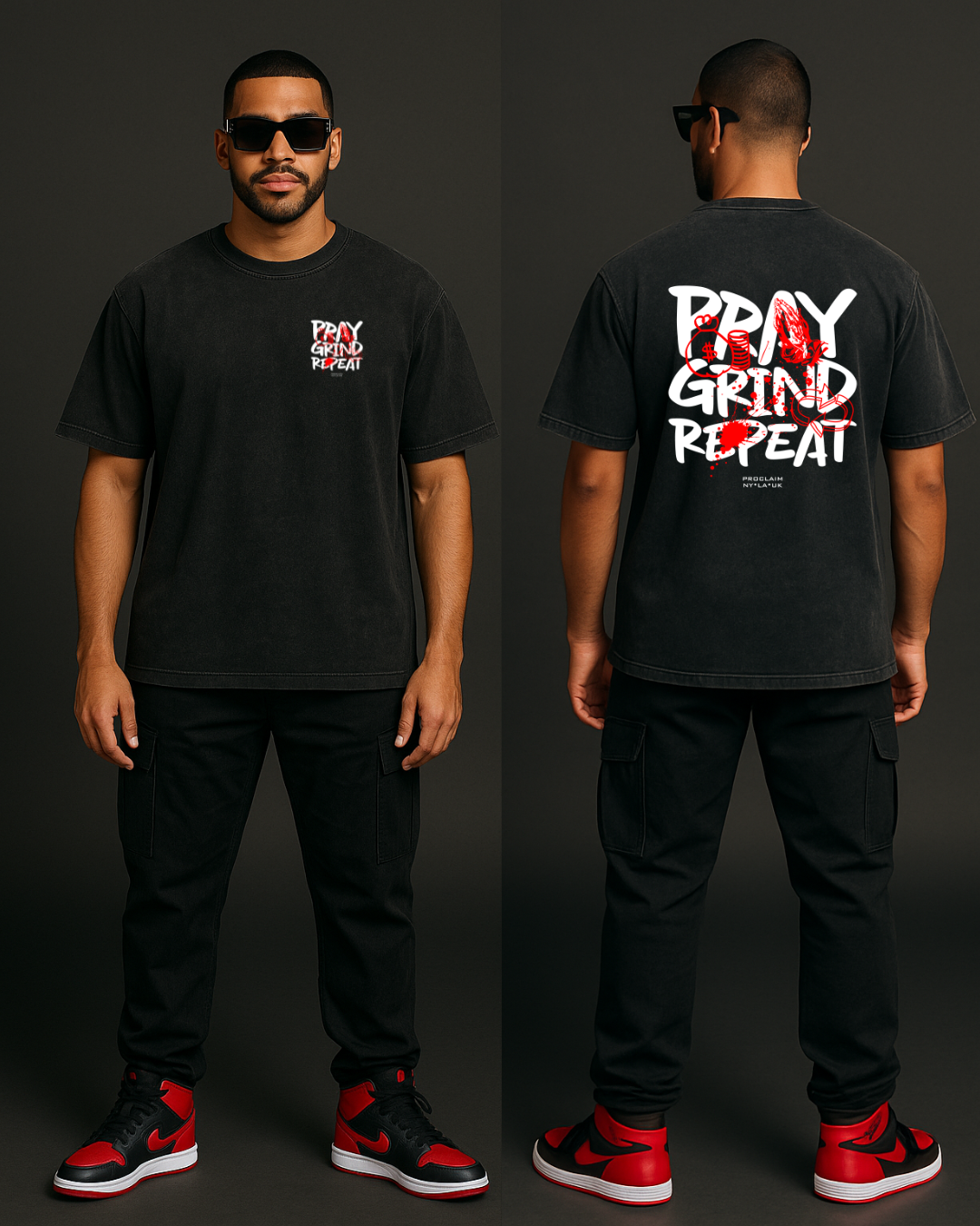 Pray Grind Repeat- Ash Grafitti T-Shirt - Concordia Style Boutique