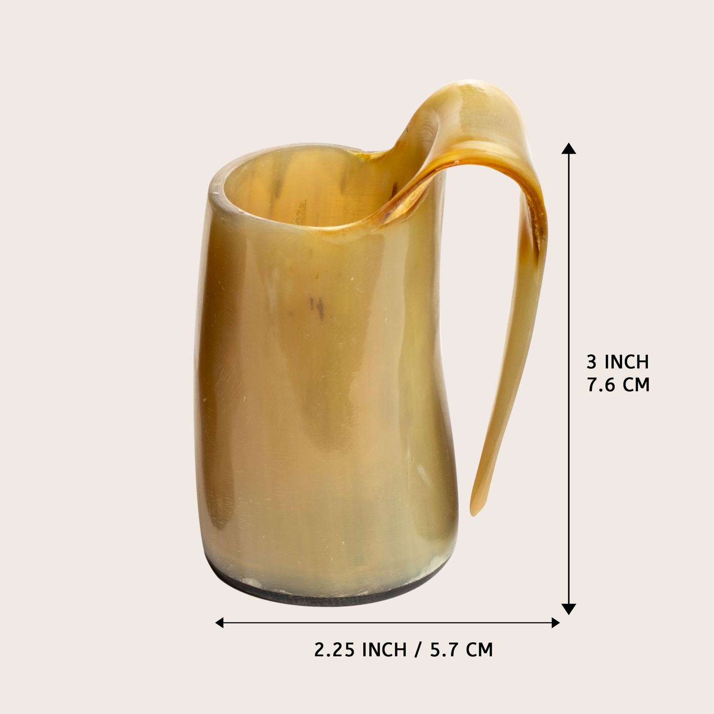 Horn Whiskey Mugs Pack 3 - Holds Upto 6.5 oz, Natural - Concordia Style Boutique
