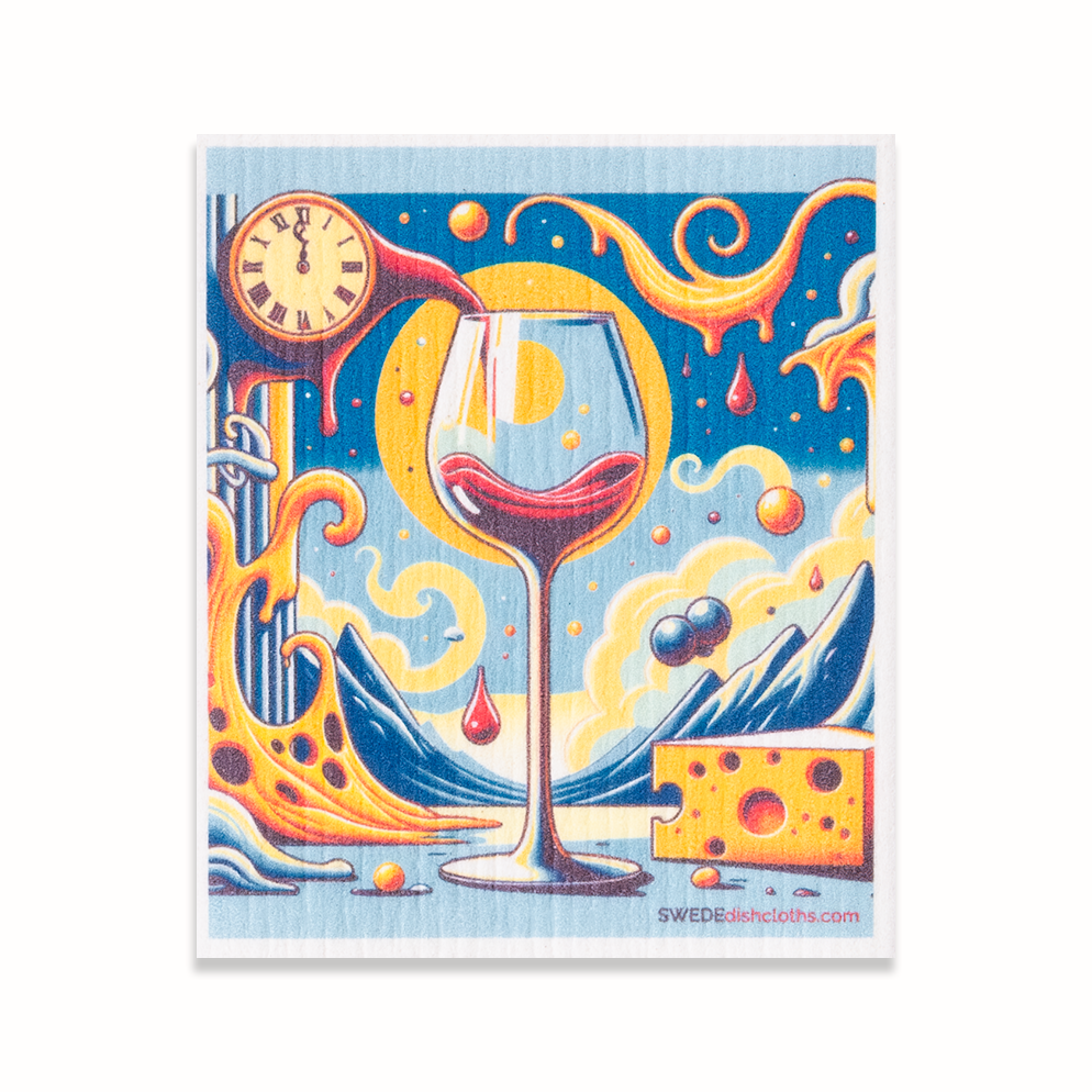 Eco-Friendly Swedish Dishcloths - Mixed Surreal Wine Set of 3 (Paper Towel Replacements, One of Each Design) - Concordia Style Boutique