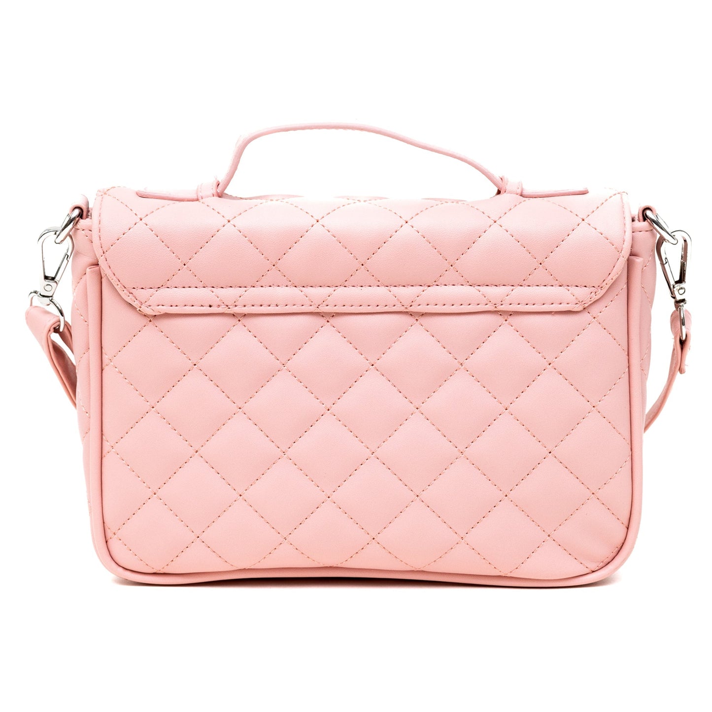 Disney Vegan Leather Fold Over Cross Body Bag for Women, Minnie Mouse Ears and Bow Icon with Mini Faux Pearls, Pink - Concordia Style Boutique