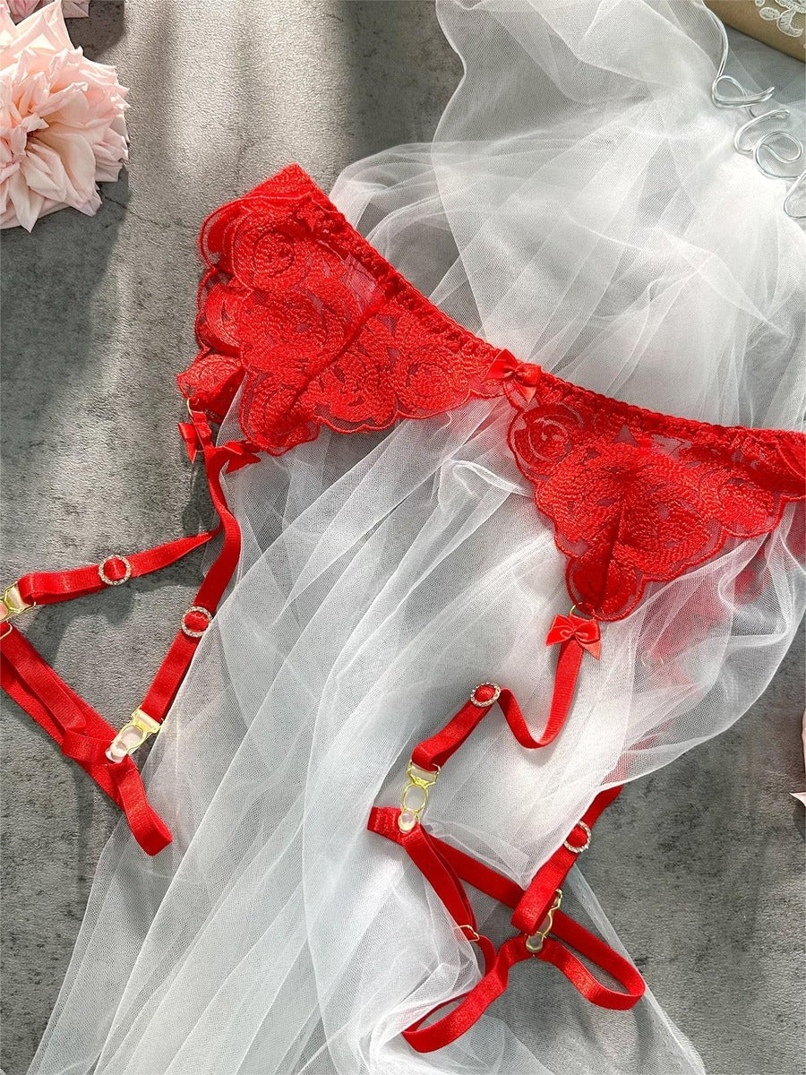 Red Embroidered Sexy Push Up Lingerie Set - Concordia Style Boutique