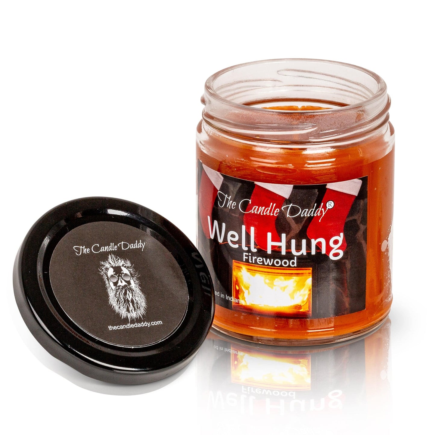 Well Hung Fireplace Holiday Candle - Funny Fire Place Scented Candle - Funny Holiday Candle for Christmas, New Years - Long Burn Time, Holiday Fragrance, Hand Poured in USA - 6oz