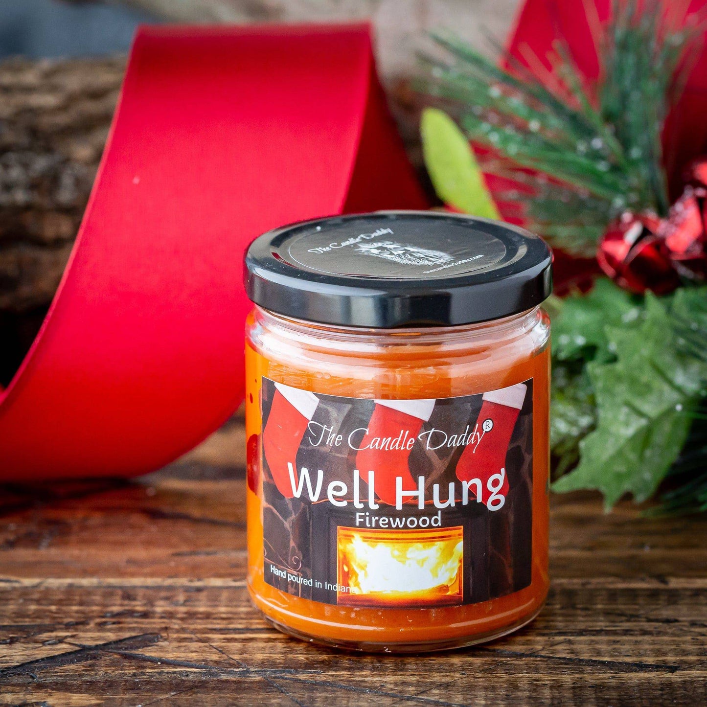 Well Hung Fireplace Holiday Candle - Funny Fire Place Scented Candle - Funny Holiday Candle for Christmas, New Years - Long Burn Time, Holiday Fragrance, Hand Poured in USA - 6oz