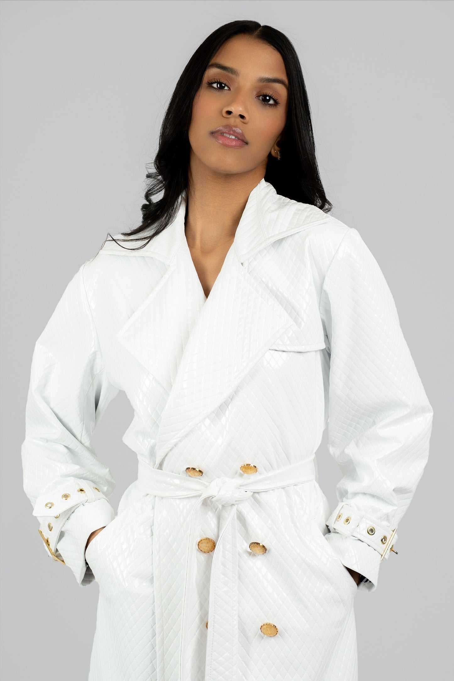 Bianca Quilted Vegan Leather Trench Coat