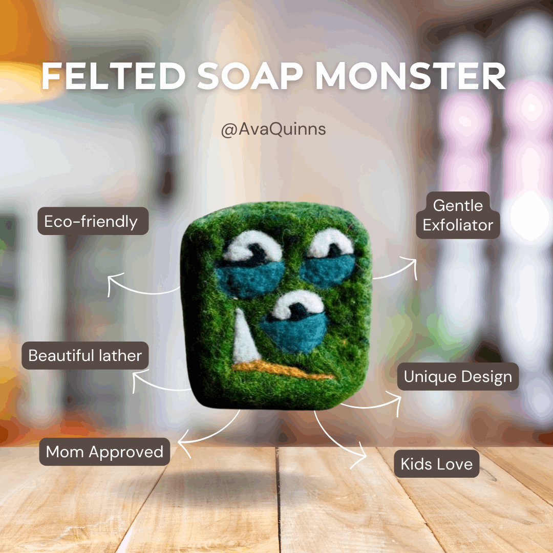 Handcrafted Felted Soap Monsters for Kids' Bath Time Fun