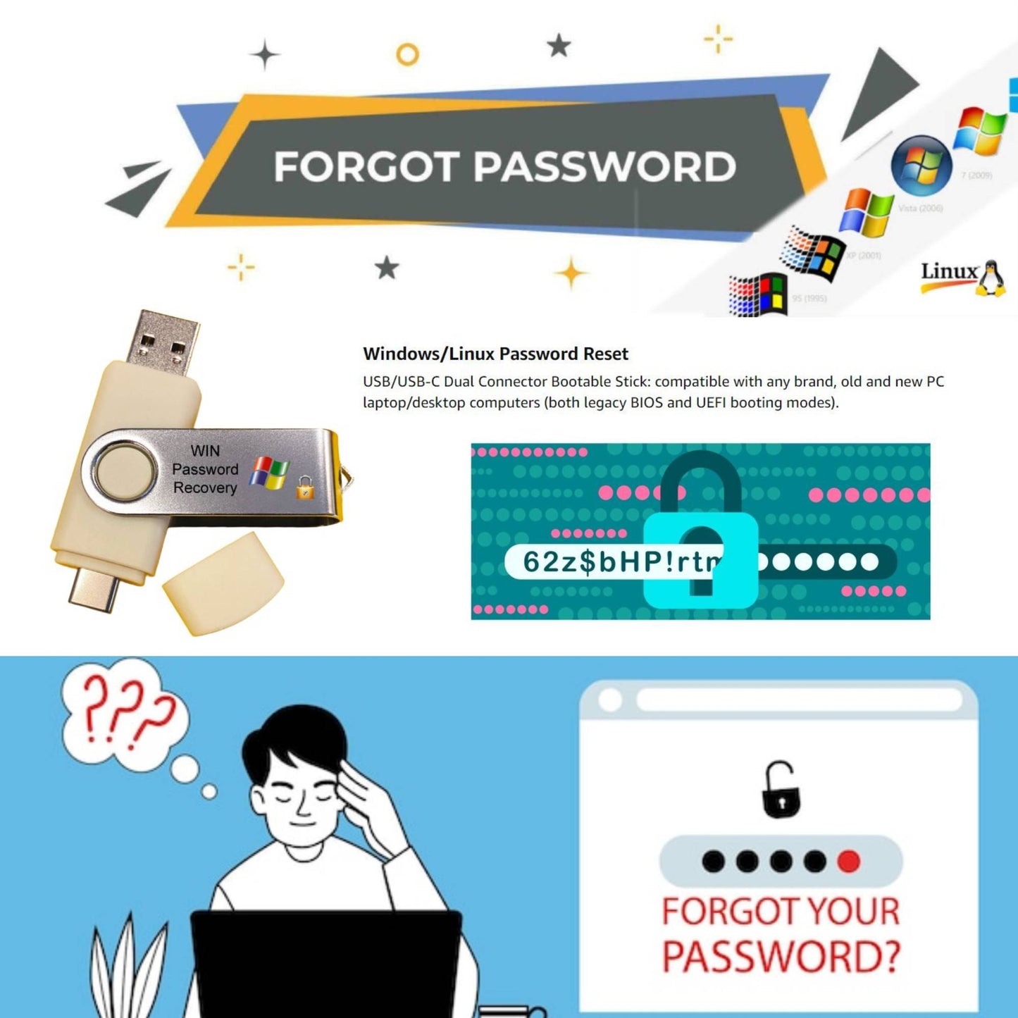 Windows/Linux Password Reset Cracker Bootable Live USB