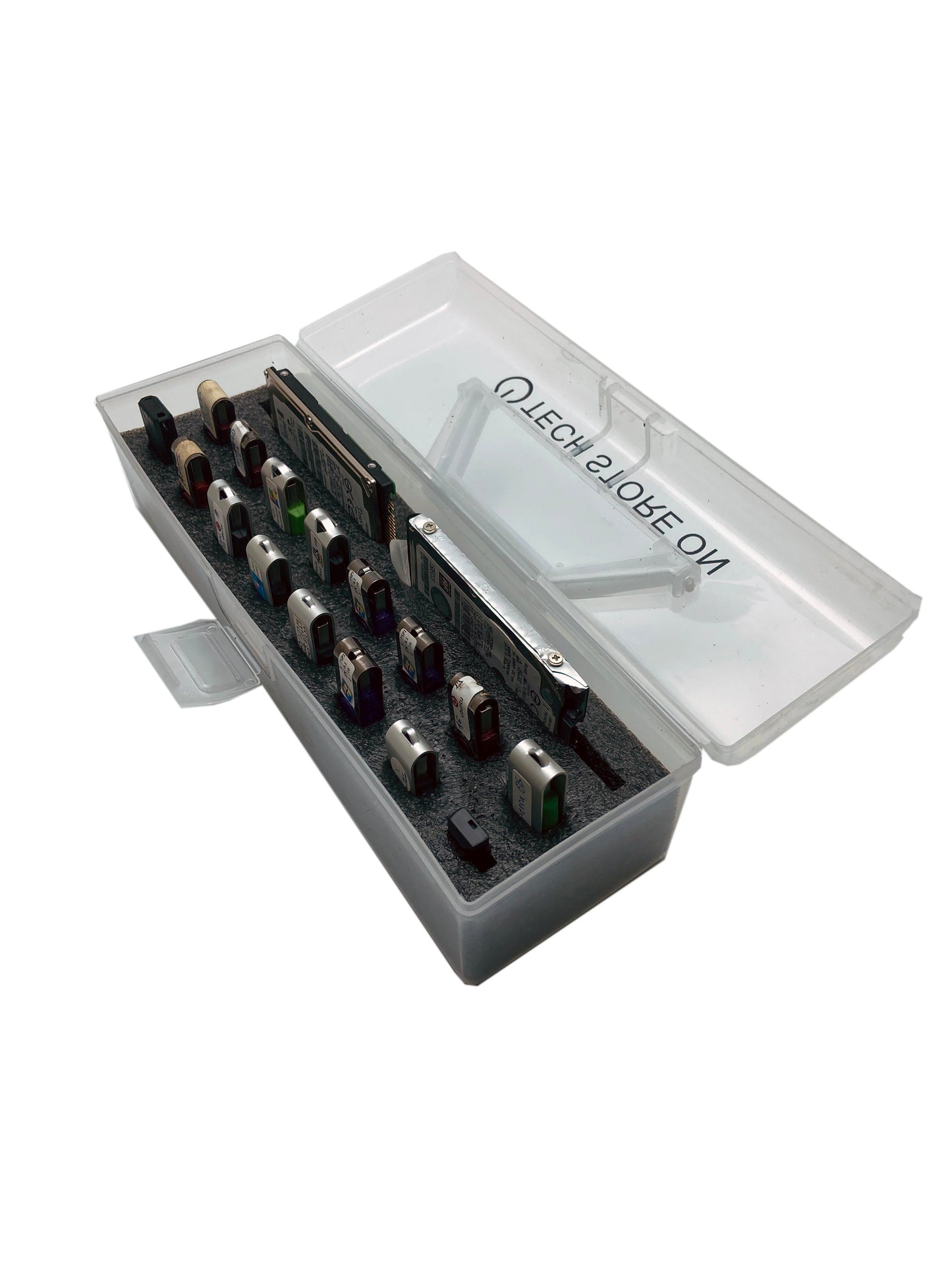 USB Drive Organizer Case (Plastic – 24 Slots with Handle) – Shockproof Antistatic Storage Box