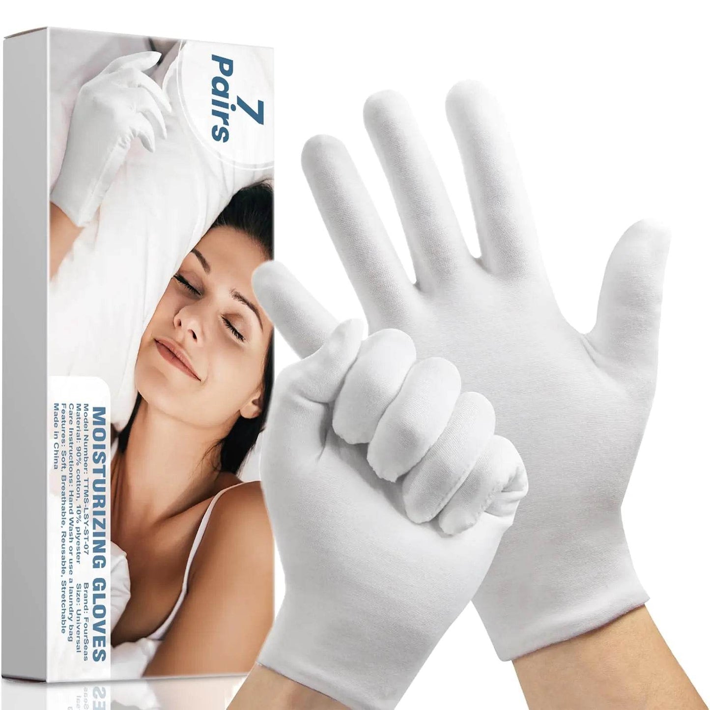 Cotton Gloves for Dry Hands and Sleeping - 7 Pairs - White Cotton - Lotion Moisturizing Gloves Overnight for Womenand Men-Eczema. Good for Halloween /Christmas /Weddings /Serving /Inspections - Concordia Style Boutique