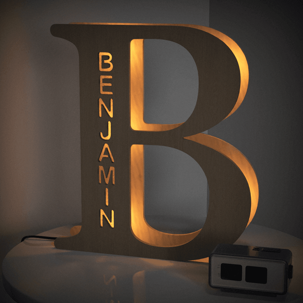 Personalised Wooden Letter Lamp Custom Name Alphabet Night Lights - 19 CM - Concordia Style Boutique