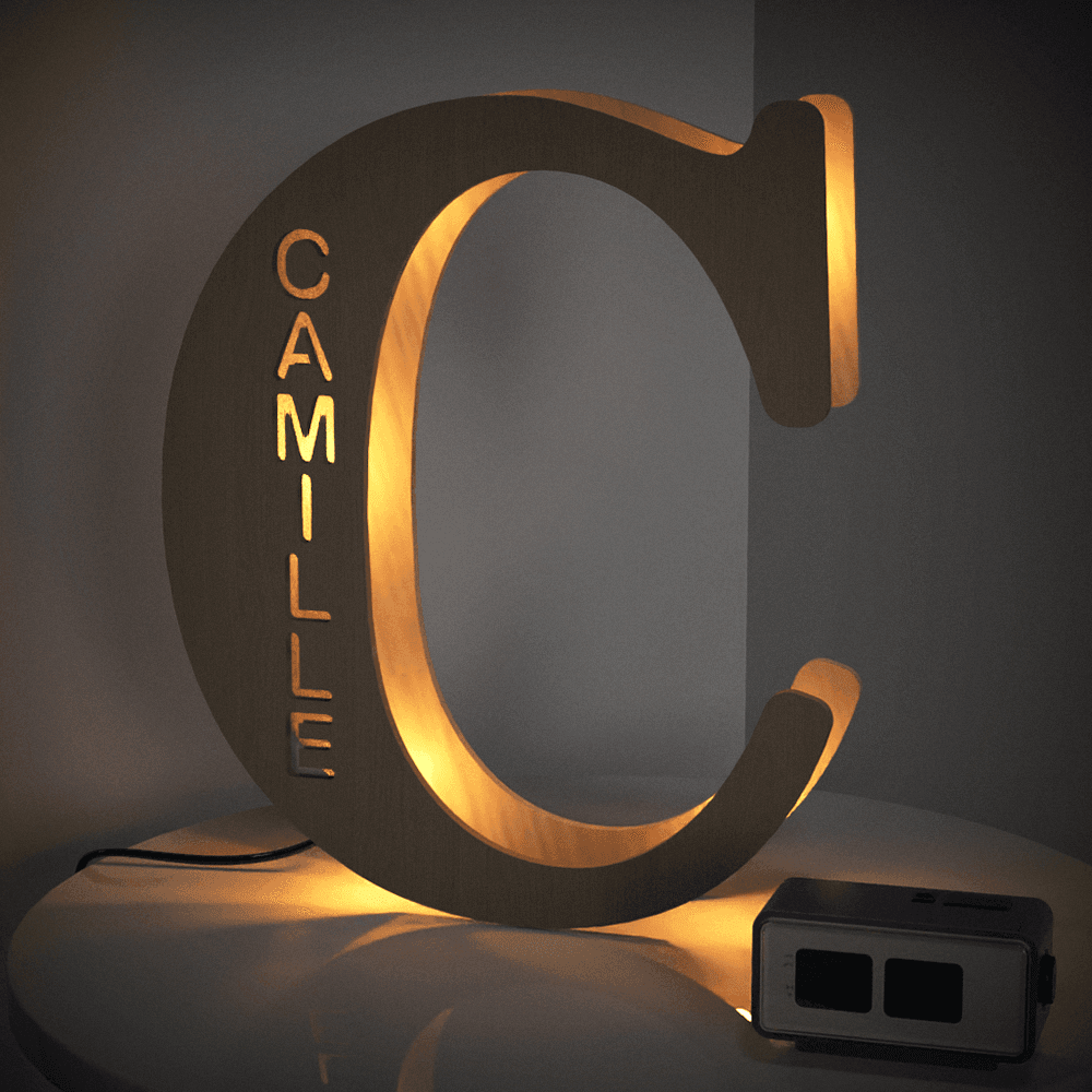 Personalised Wooden Letter Lamp Custom Name Alphabet Night Lights - 19 CM - Concordia Style Boutique
