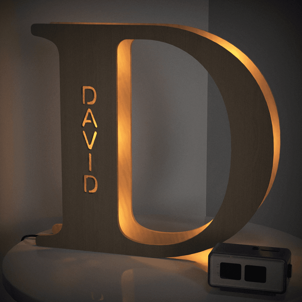 Personalised Wooden Letter Lamp Custom Name Alphabet Night Lights - 19 CM - Concordia Style Boutique