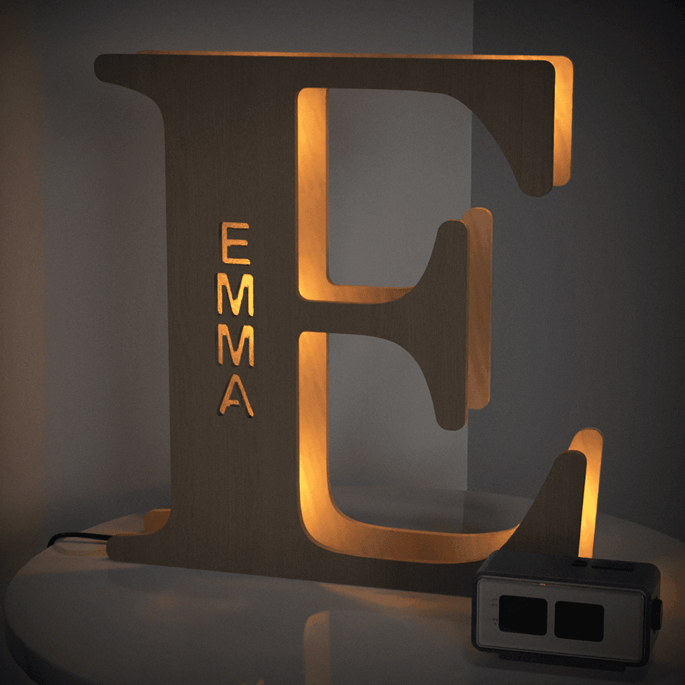 Personalised Wooden Letter Lamp Custom Name Alphabet Night Lights - 19 CM - Concordia Style Boutique
