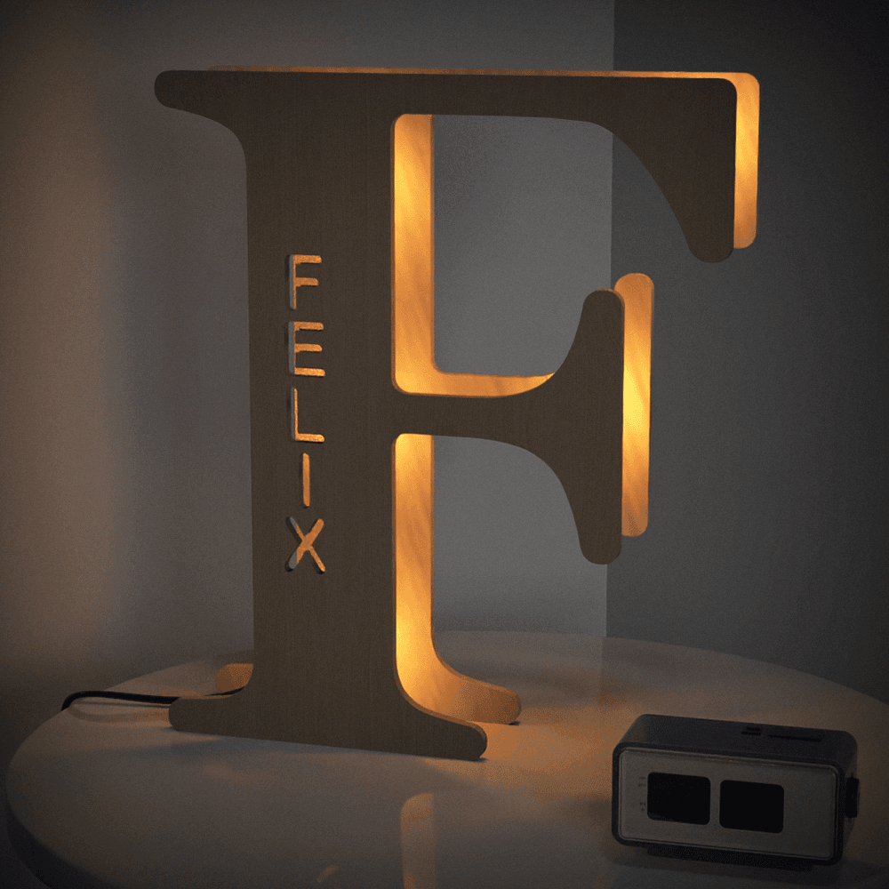 Personalised Wooden Letter Lamp Custom Name Alphabet Night Lights - 19 CM - Concordia Style Boutique
