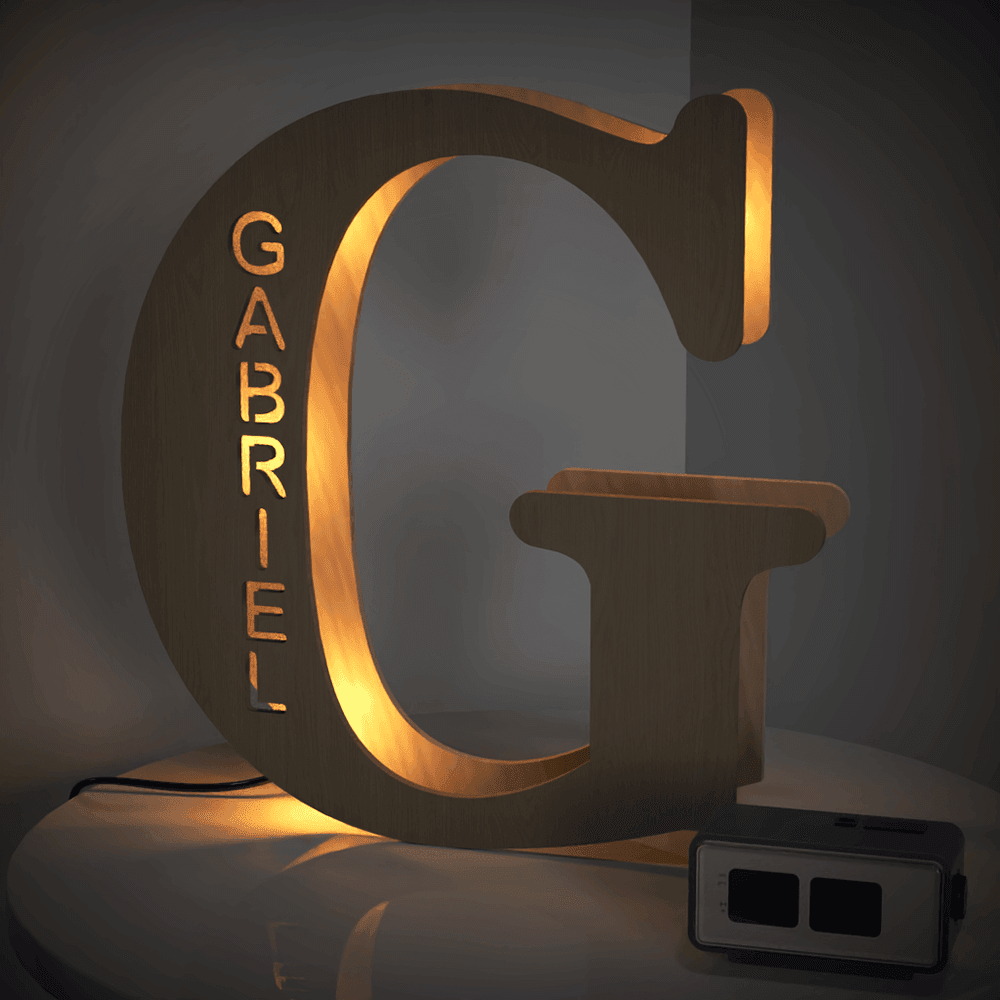 Personalised Wooden Letter Lamp Custom Name Alphabet Night Lights - 19 CM - Concordia Style Boutique